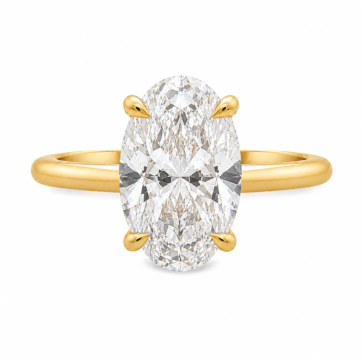 18ct Yellow Gold 4 Eagle Claw Set Oval Cut Lab Grown Diamond Solitaire Ring – 4.05ct TDW - Diamond Lab Boutique