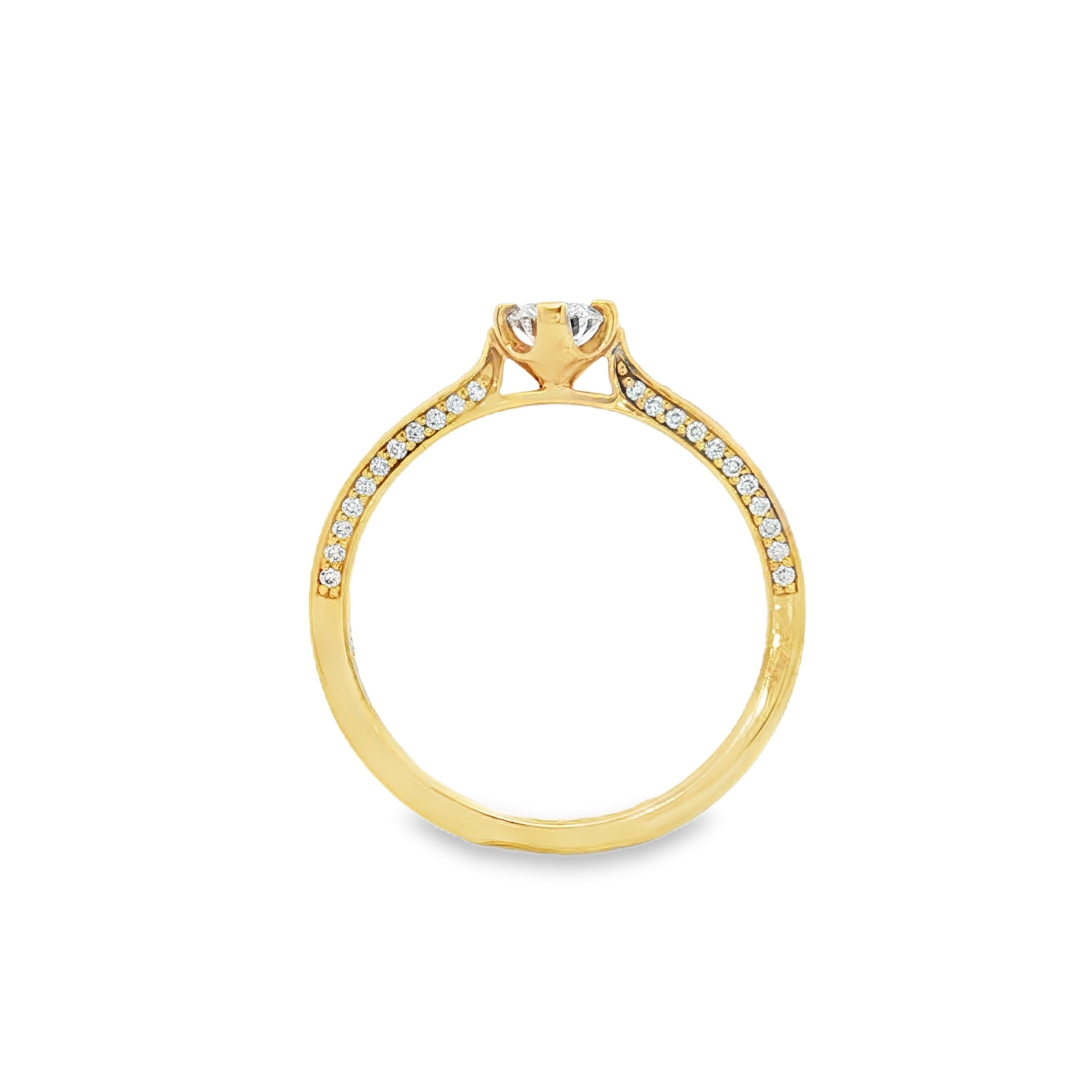 9ct Yellow Gold Round Lab Grown Diamond Ring – 0.43ct TDW