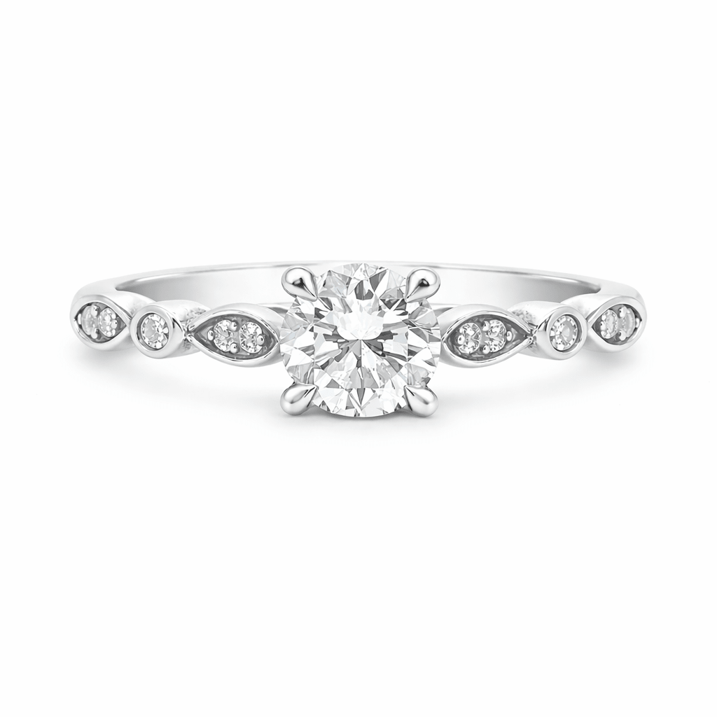 9ct White Gold Round Lab Grown Diamond Solitaire Ring – 0.57ct TDW - Diamond Lab Boutique