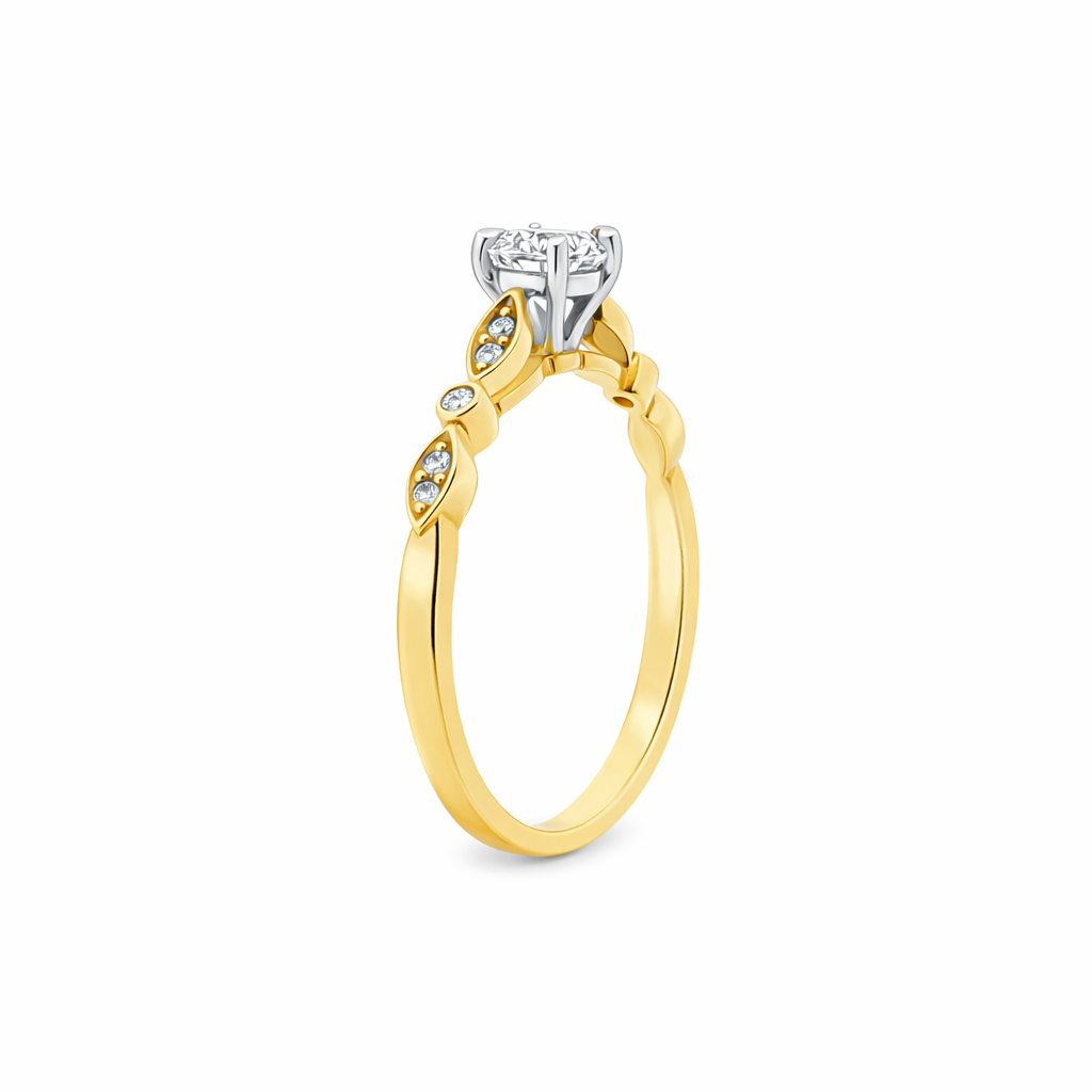 9ct Yellow & White Gold Round Lab Grown Diamond Solitaire Ring – 0.57ct TDW