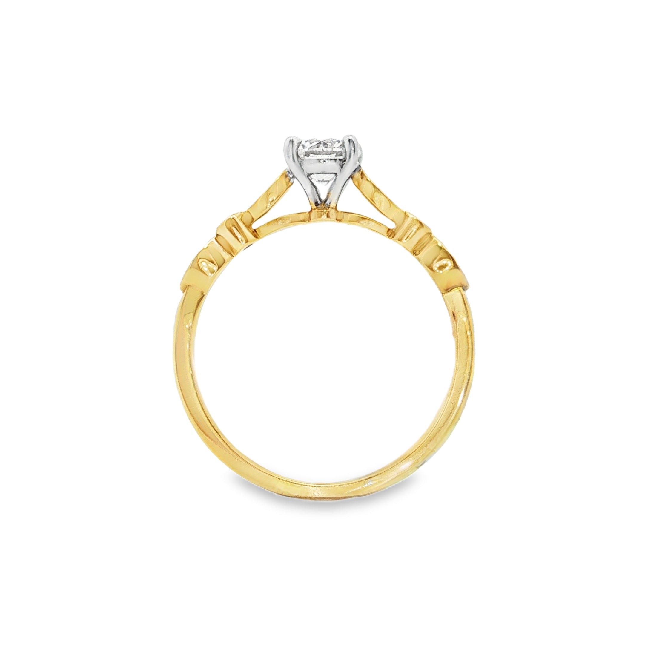 9ct Yellow and White Gold Round Lab Grown Diamond Engagement Ring – 0.57ct TDW