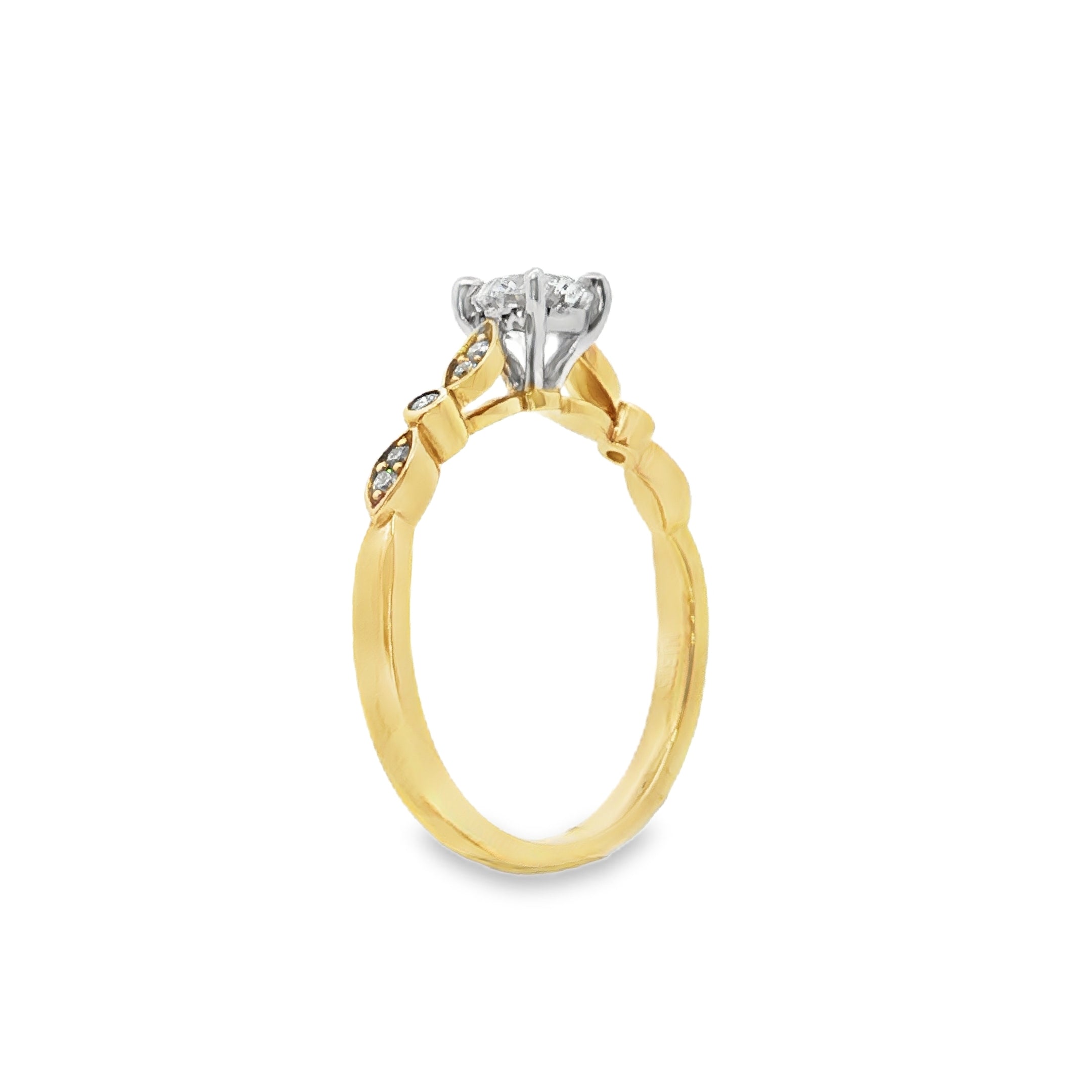 0.57ct Round Lab-Grown Diamond Engagement Ring in 9ct Yellow and White Gold