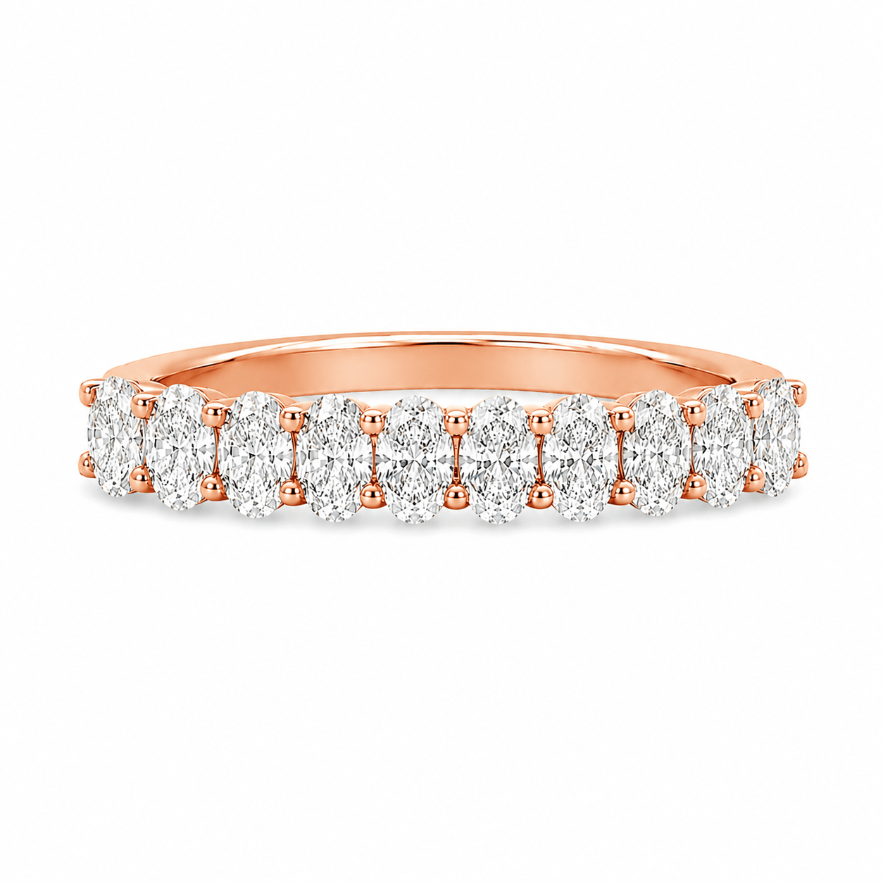9ct Rose Gold Oval Lab Grown Diamond Eternity Band – 1.10ct TDW - Diamond Lab Boutique