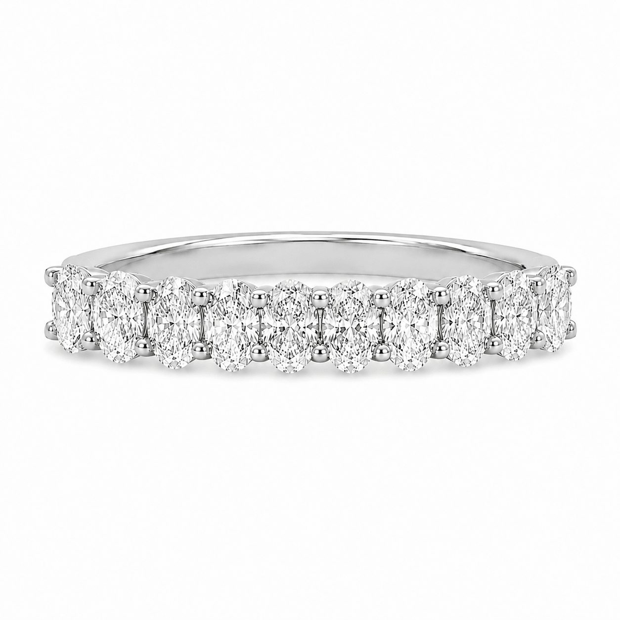 18ct White Gold Oval Lab Grown Diamond Eternity Band – 1.10ct TDW - Diamond Lab Boutique