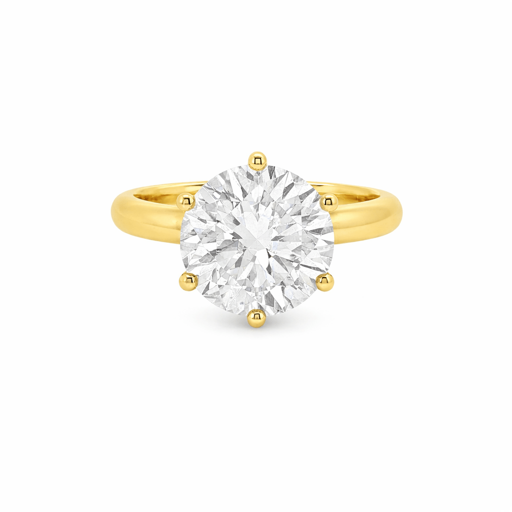 18ct Yellow Gold Round Lab Grown Diamond Solitaire Ring – TDW 3.00ct - Diamond Lab Boutique