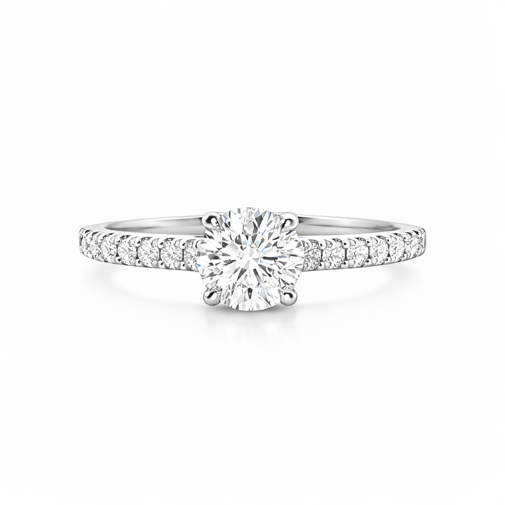 9ct White Gold Round Lab Grown Diamond Engagement Ring – 0.92ct TDW