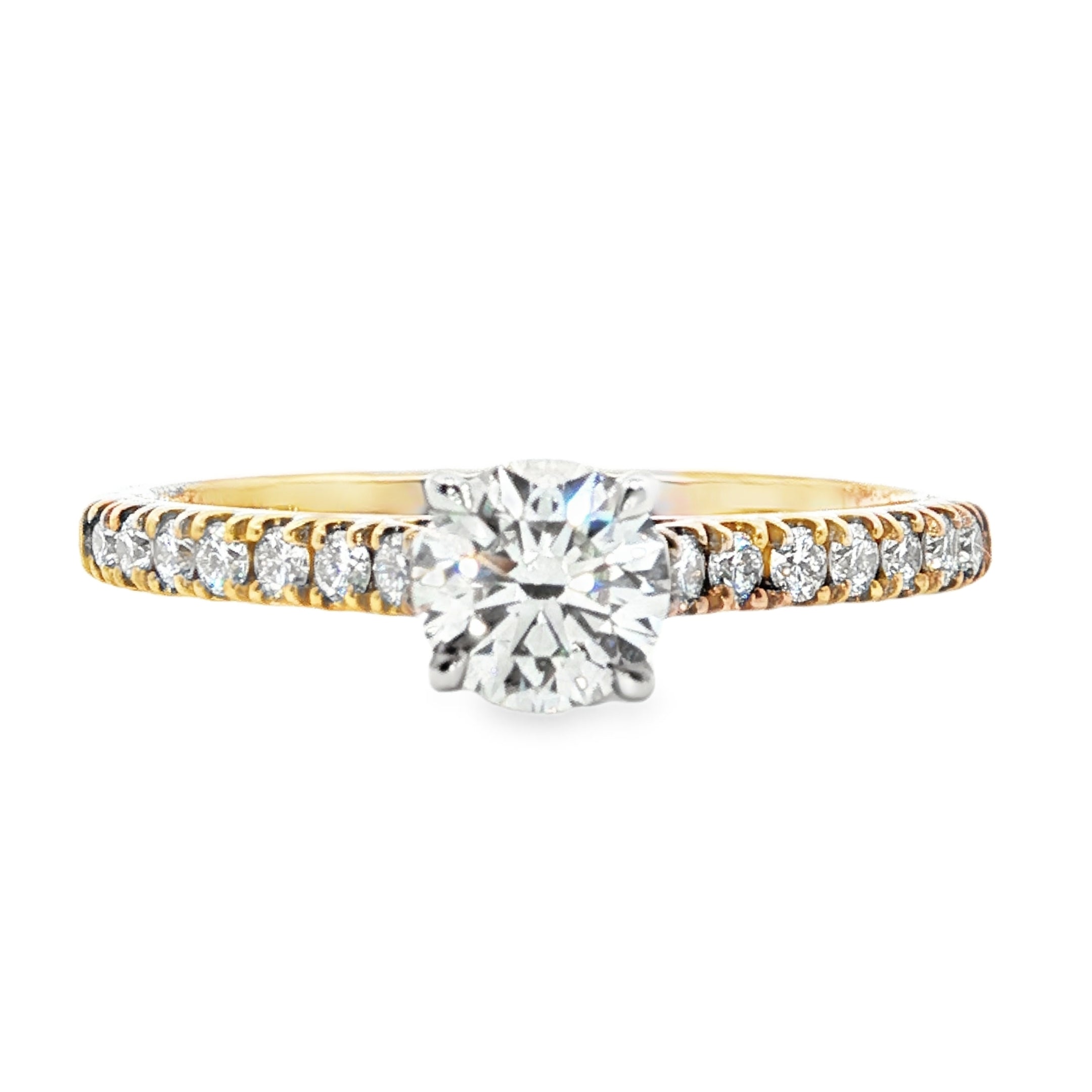 0.70ct Round Lab-Grown Diamond Engagement Ring in 9ct Yellow and White Gold