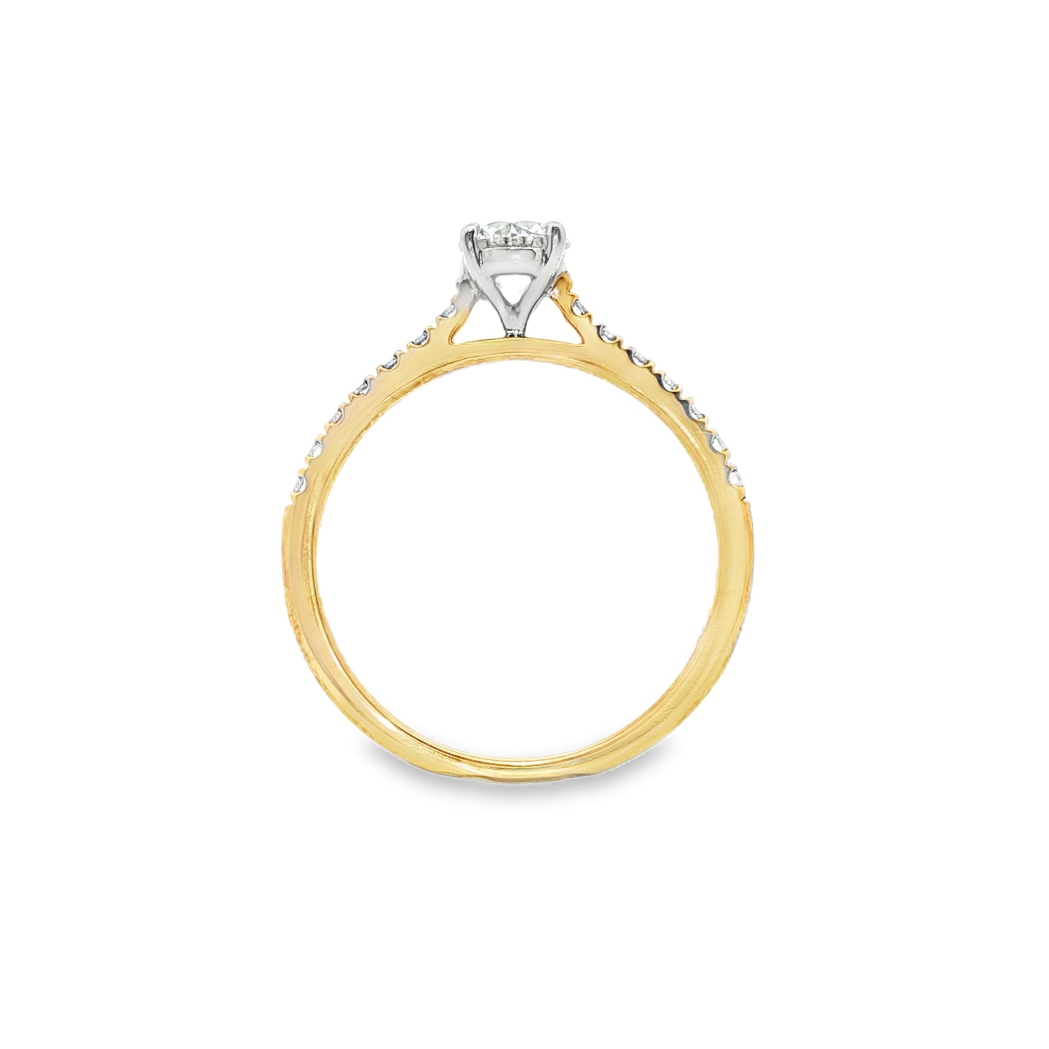 9ct Yellow and White Gold Round Lab Grown Diamond Engagement Ring – 0.70ct TDW