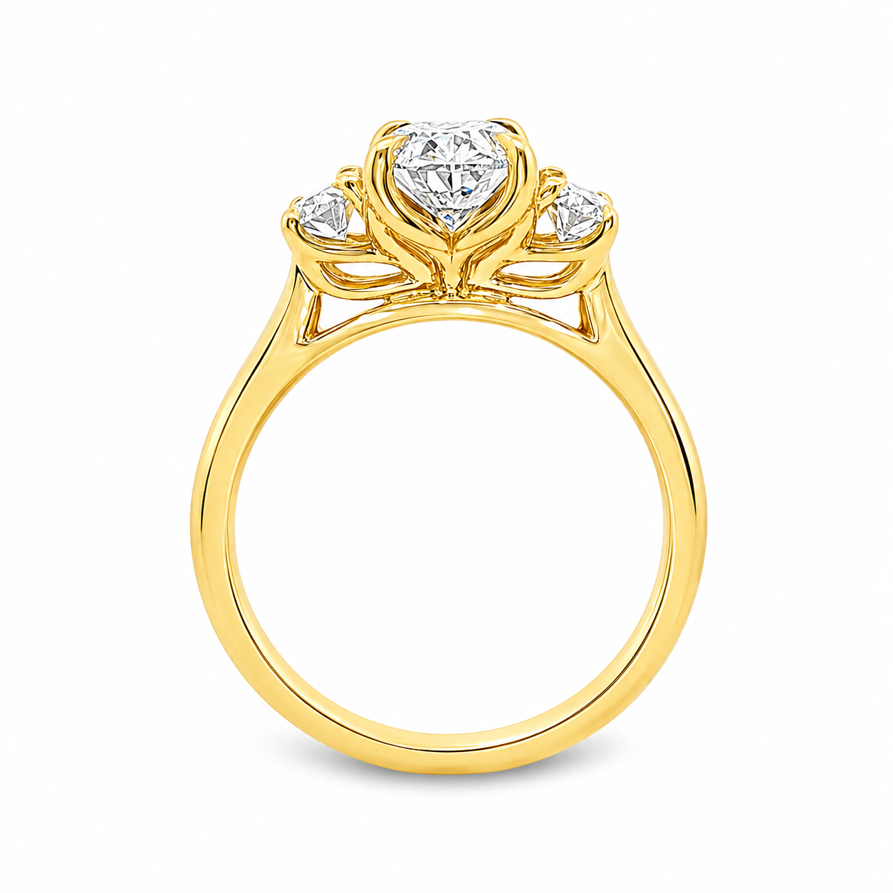 9ct Yellow Gold Oval Lab Grown Diamond Trilogy Ring – 1.55ct TDW