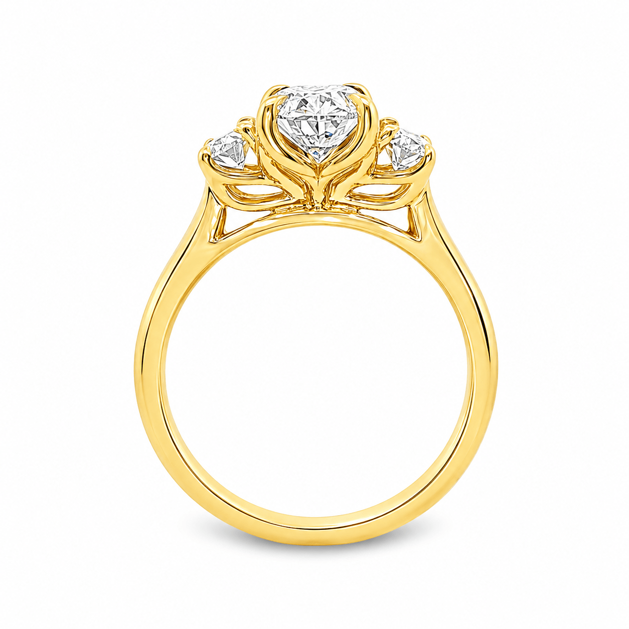 9ct Yellow Gold Oval Lab Grown Diamond Trilogy Ring – 1.55ct TDW - Diamond Lab Boutique