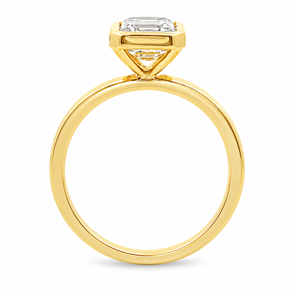 9ct Yellow Gold Bezel Set Emerald Cut Lab Grown Diamond Solitaire Ring – 2.08ct TDW - Diamond Lab Boutique