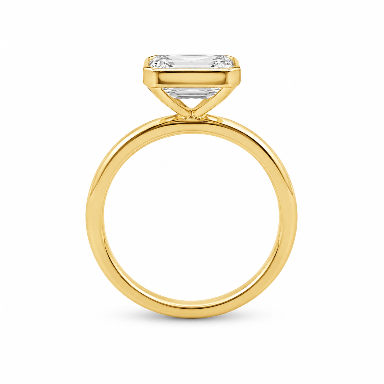 9ct Yellow Gold East-West Bezel Set Emerald Cut Lab Grown Diamond Solitaire Ring – 2.03ct TDW