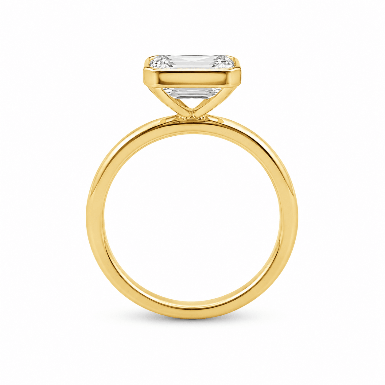 9ct Yellow Gold East-West Bezel Set Emerald Cut Lab Grown Diamond Solitaire Ring – 2.03ct TDW - Diamond Lab Boutique