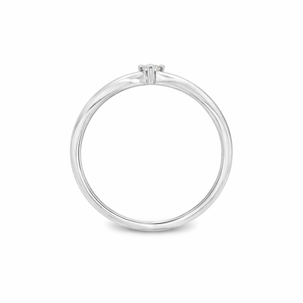 9ct White Gold 3 Claw Lab Grown Diamond Wishbone V-Shape Ring – 0.05ct TDW