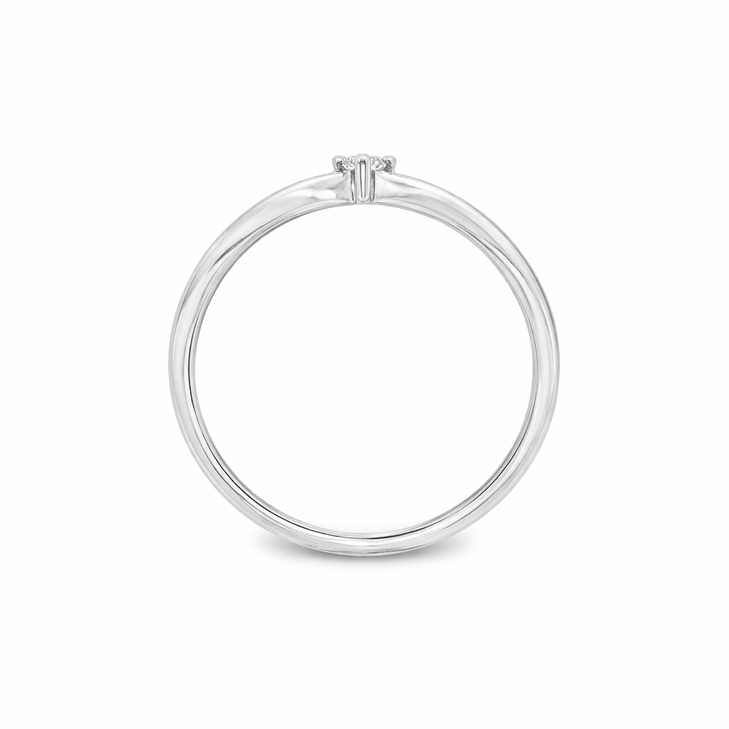 9ct White Gold 3 Claw Lab Grown Diamond Wishbone V-Shape Ring – 0.05ct TDW - Diamond Lab Boutique