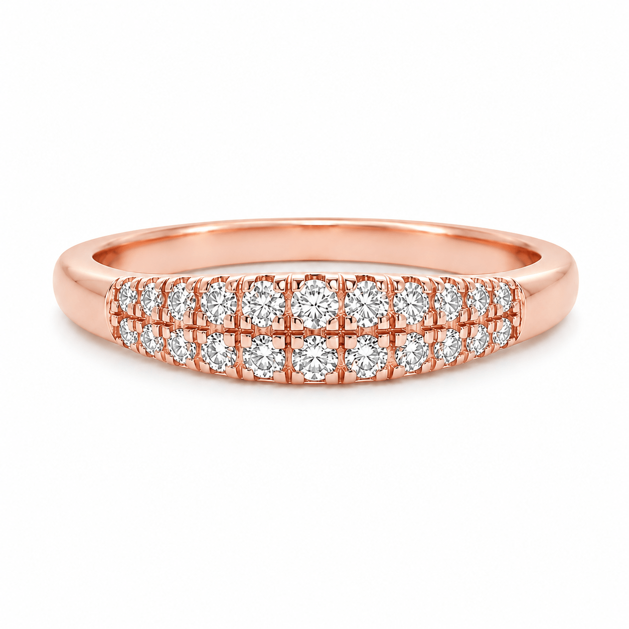 9ct Rose Gold Double Row Lab Grown Diamond Band – 0.20ct TDW - Diamond Lab Boutique