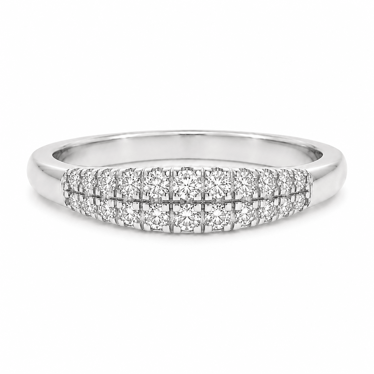 9ct White Gold Double Row Lab Grown Diamond Band – 0.20ct TDW - Diamond Lab Boutique