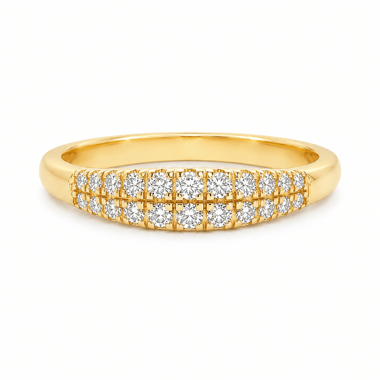 9ct Yellow Gold Double Row Lab Grown Diamond Band – 0.20ct TDW - Diamond Lab Boutique