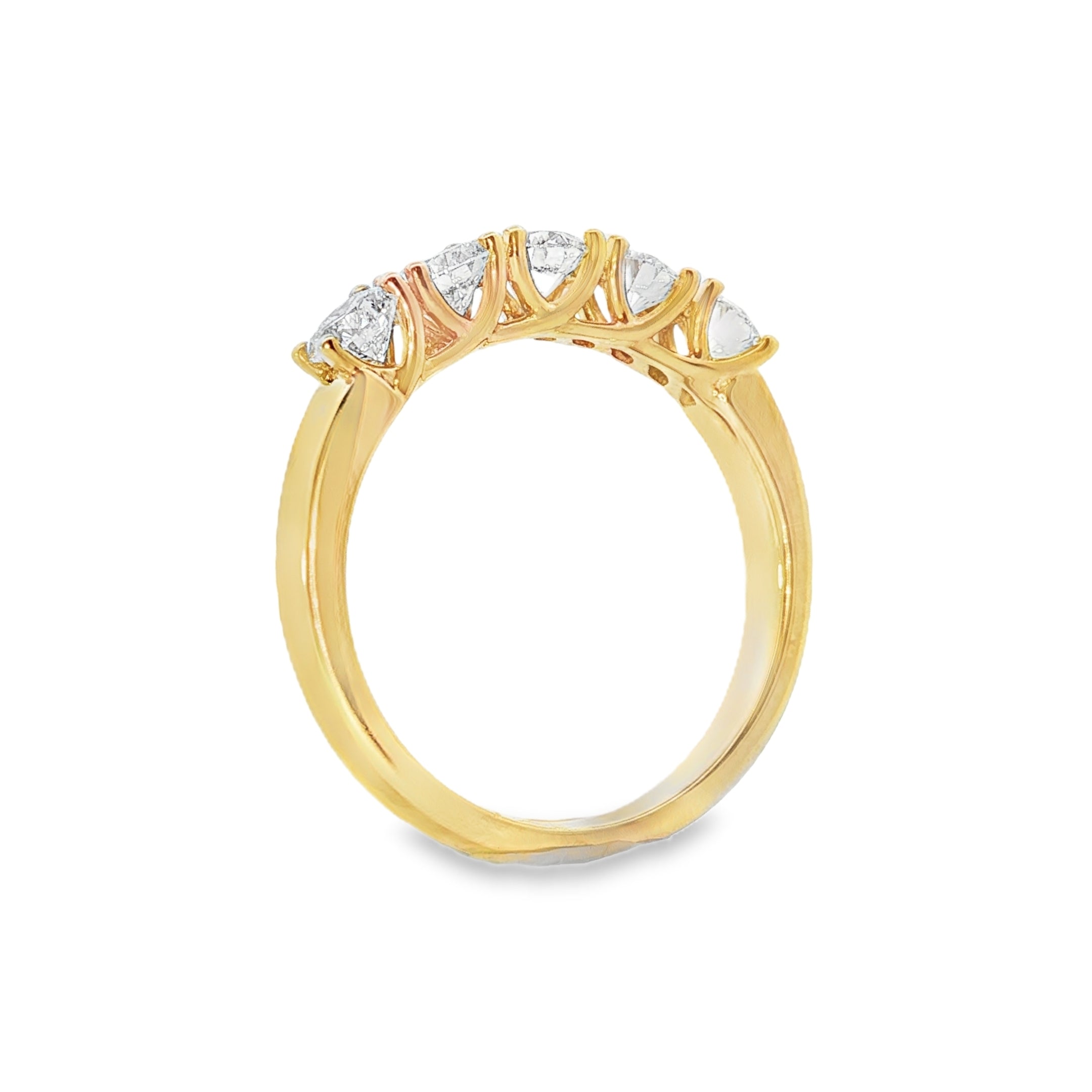 1.00ct Round Lab-Grown Diamond 5-Stone Eternity Ring in 9ct Yellow Gold
