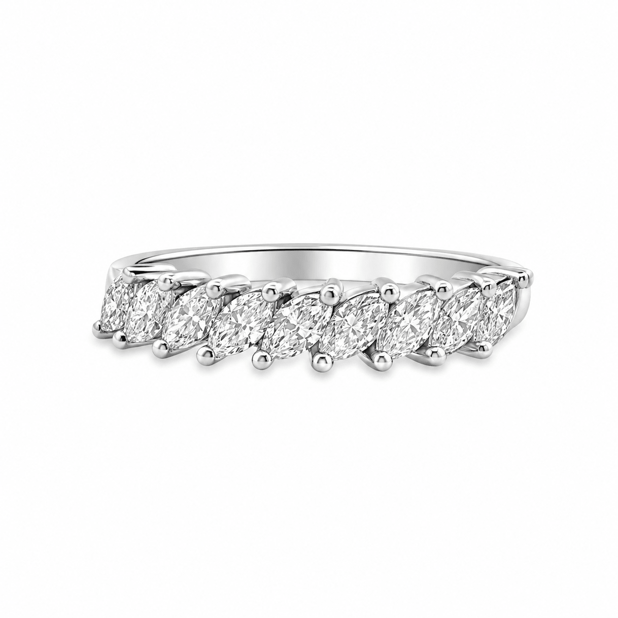 9ct White Gold Marquise Cut Lab Grown Diamond Band – 0.60ct TDW - Diamond Lab Boutique