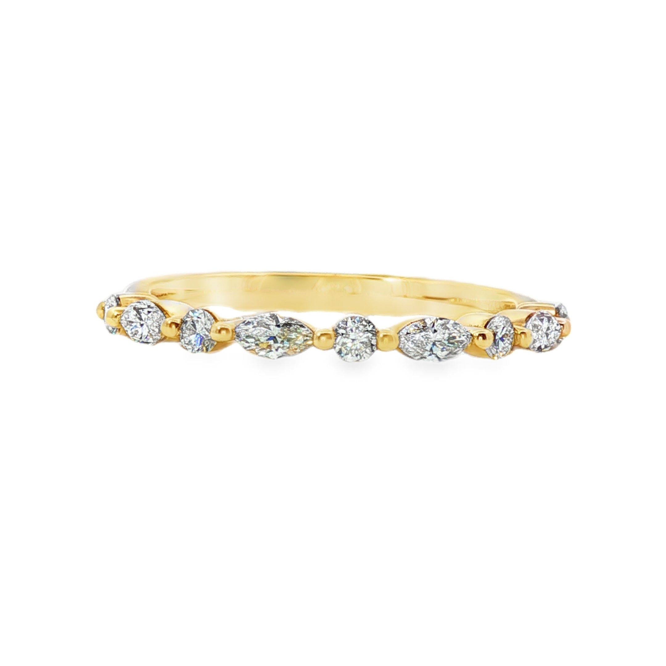 0.40ct Lab-Grown Diamond Wedding Band in 9ct Yellow Gold, Round Brilliant & Marquise Cut