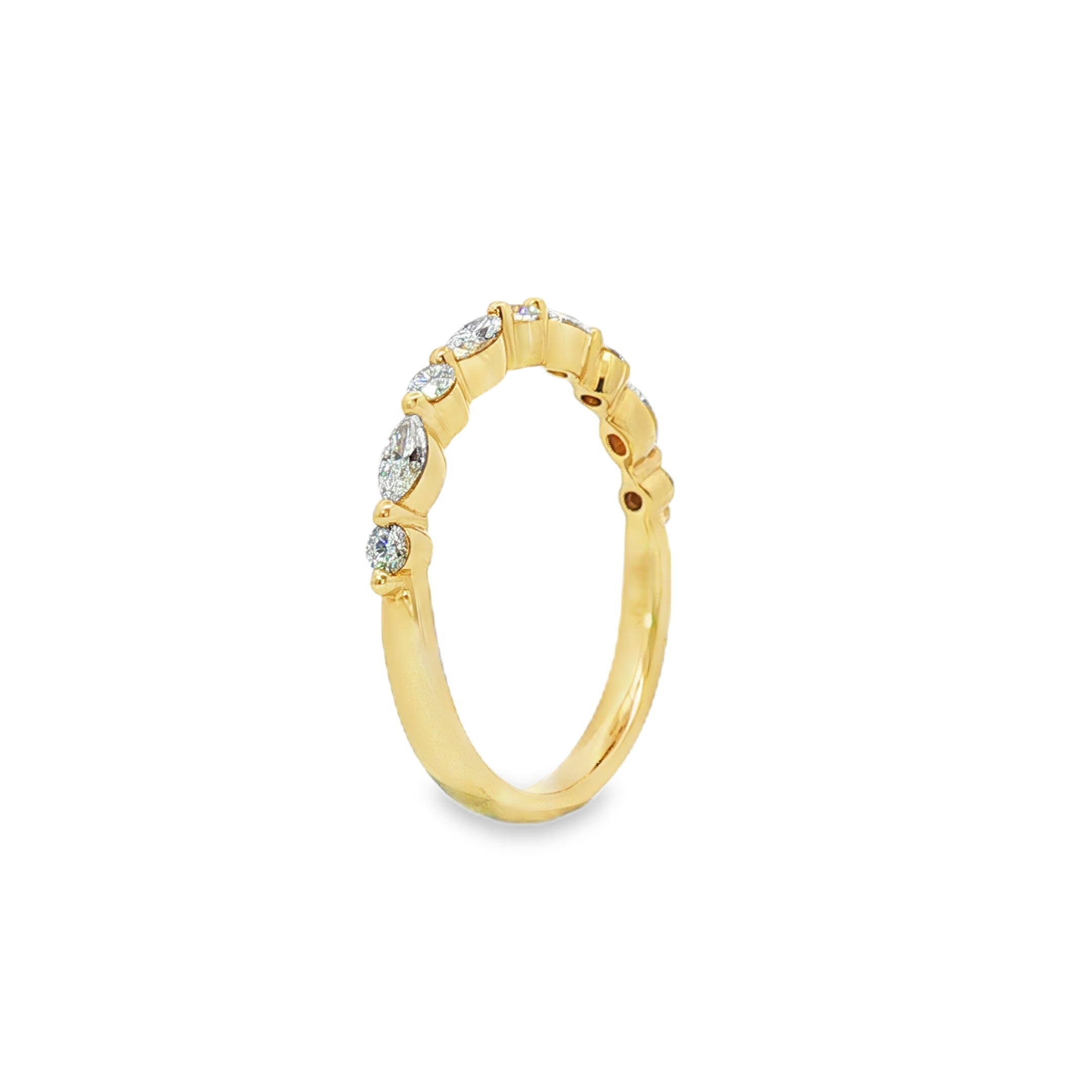 0.40ct Lab-Grown Diamond Wedding Band in 9ct Yellow Gold, Round Brilliant & Marquise Cut