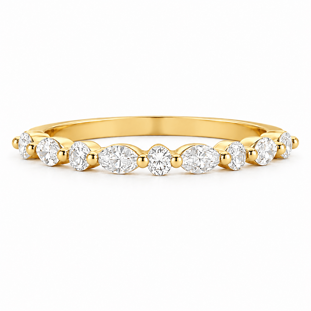 9ct Yellow Gold Round and Marquise Lab Grown Diamond Eternity Band – 0.40ct TDW - Diamond Lab Boutique