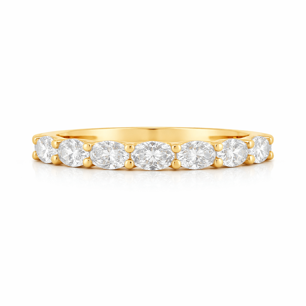 9ct Yellow Gold Oval Brilliant Lab Grown Diamond Wedding Band TDW= 0.75ct - Diamond Lab Boutique