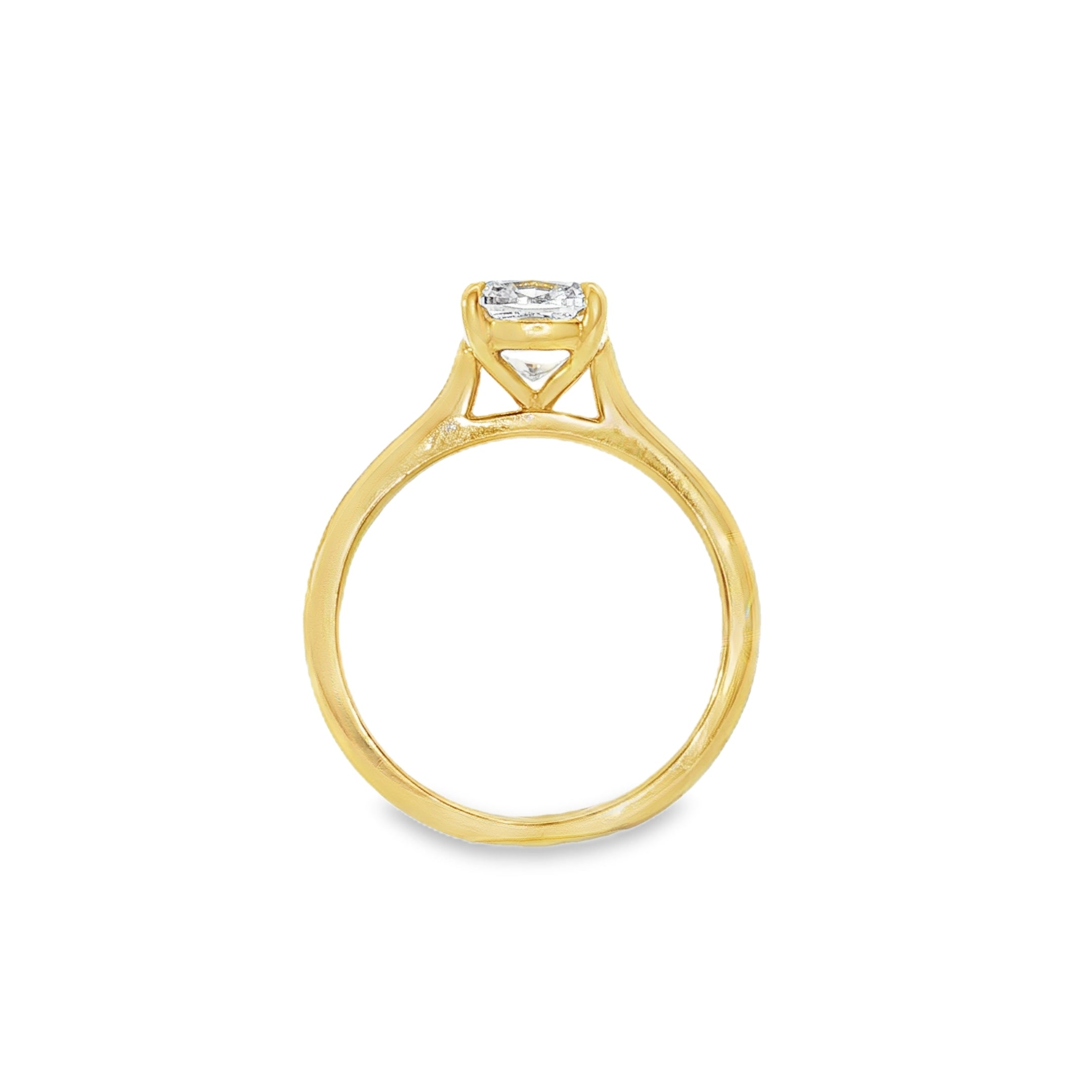 18ct Yellow Gold 1.53ct Cushion Cut Lab Grown Diamond Solitaire Ring