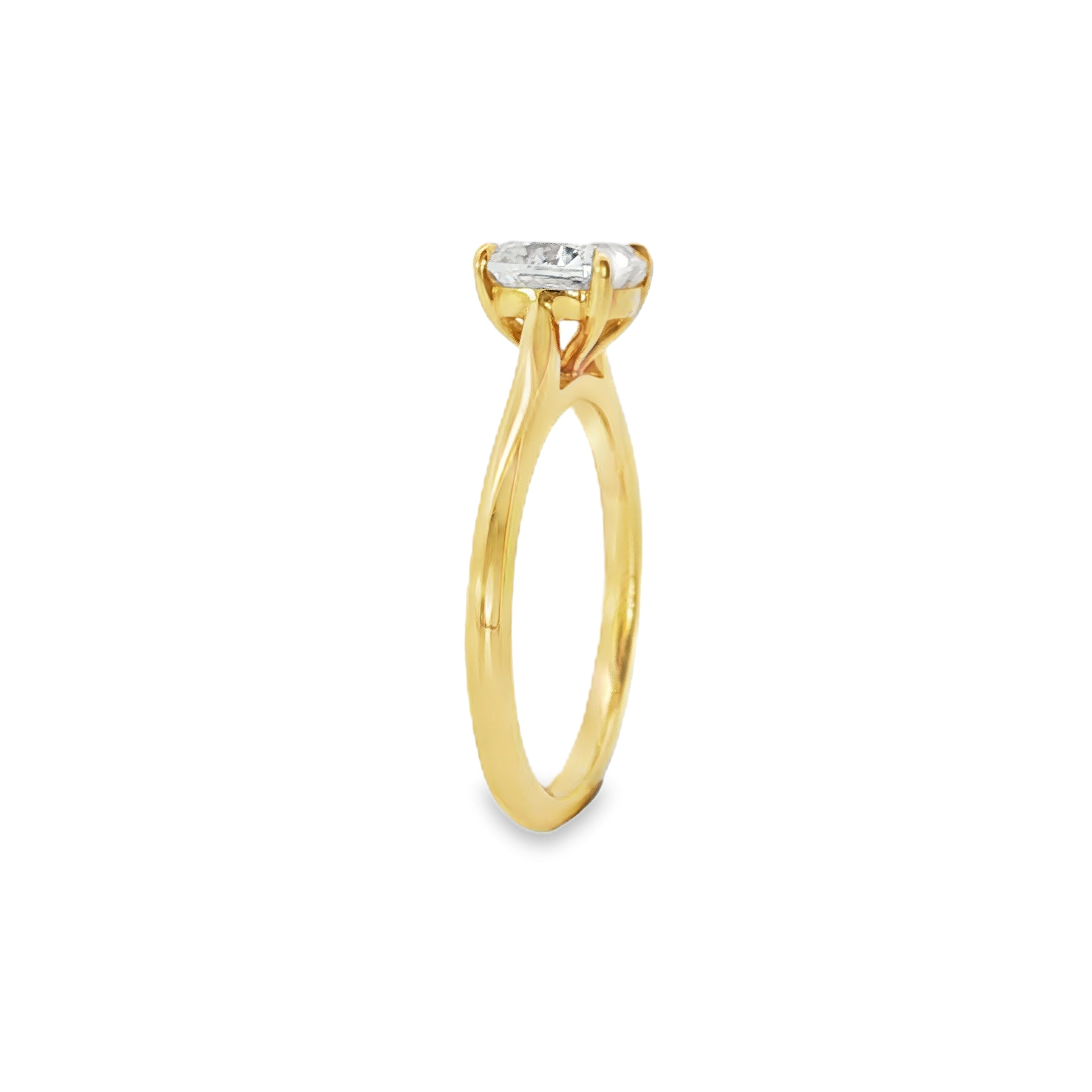 1.53ct Lab-Grown Diamond Solitaire Ring in 18ct Yellow Gold, Cushion Cut