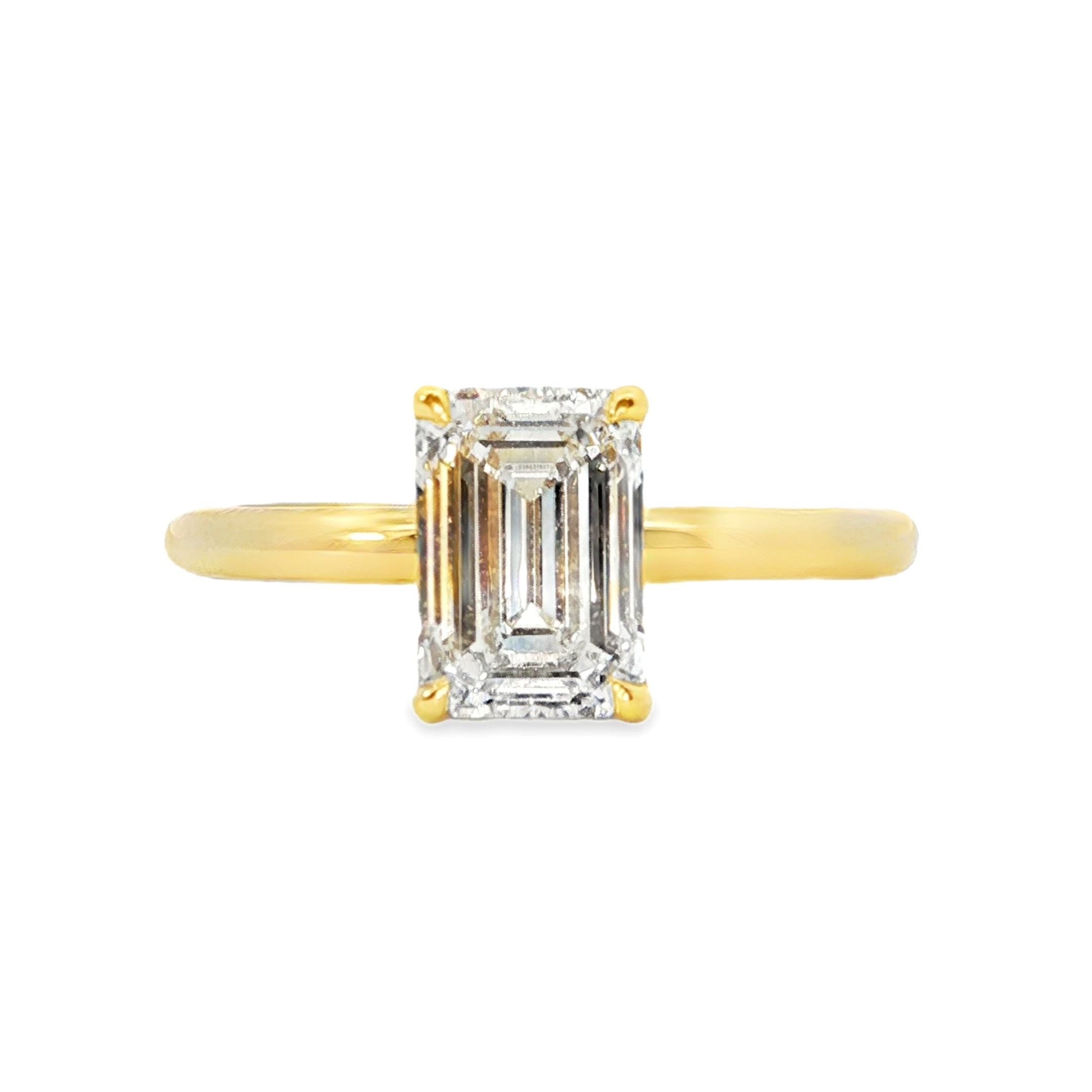 18ct Yellow Gold 1.51ct Emerald Cut Lab Grown Diamond Solitaire Ring