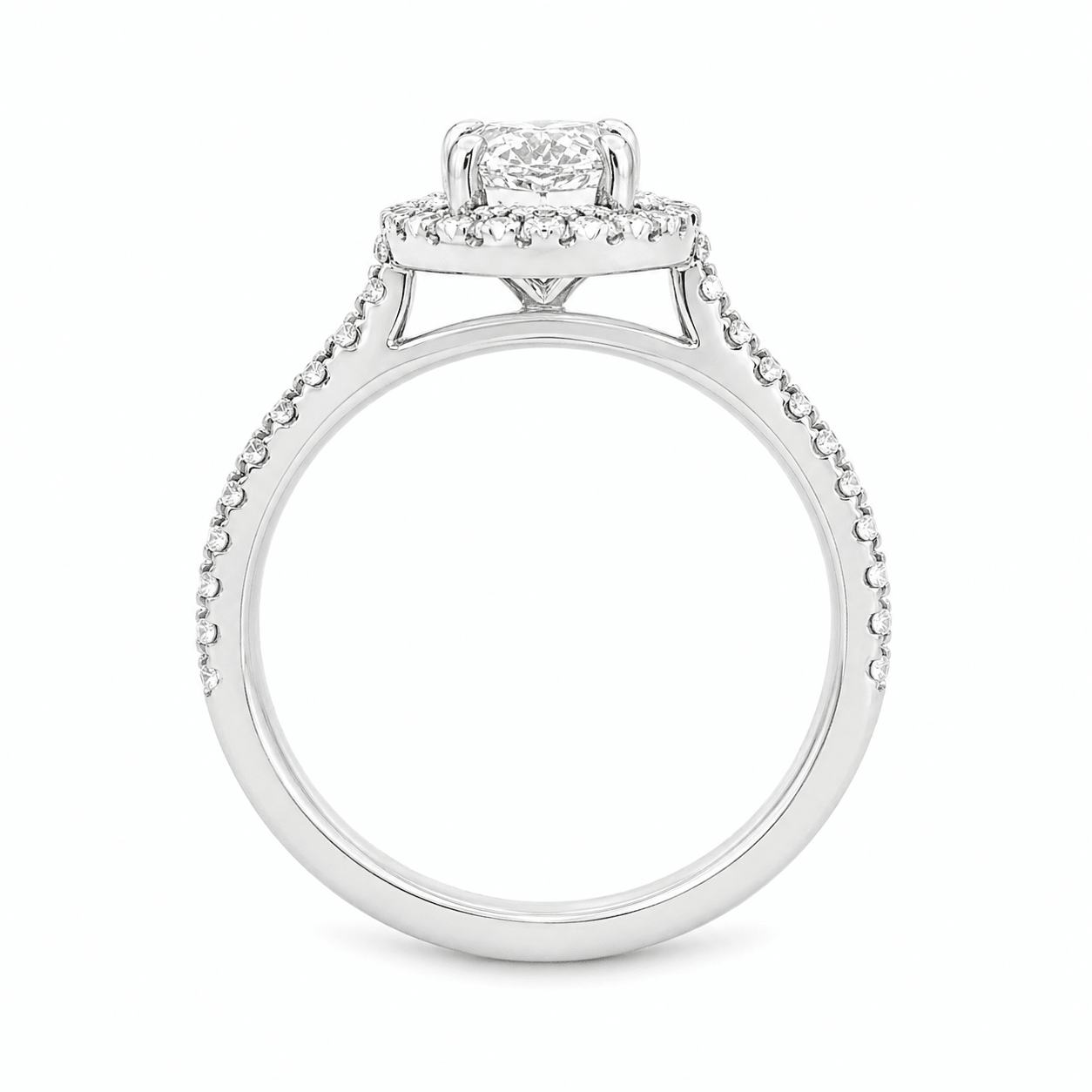 18ct White Gold Marquise Cut Lab Grown Diamond Ring with Halo & Diamond Set Shoulders – 2.11ct TDW - Diamond Lab Boutique