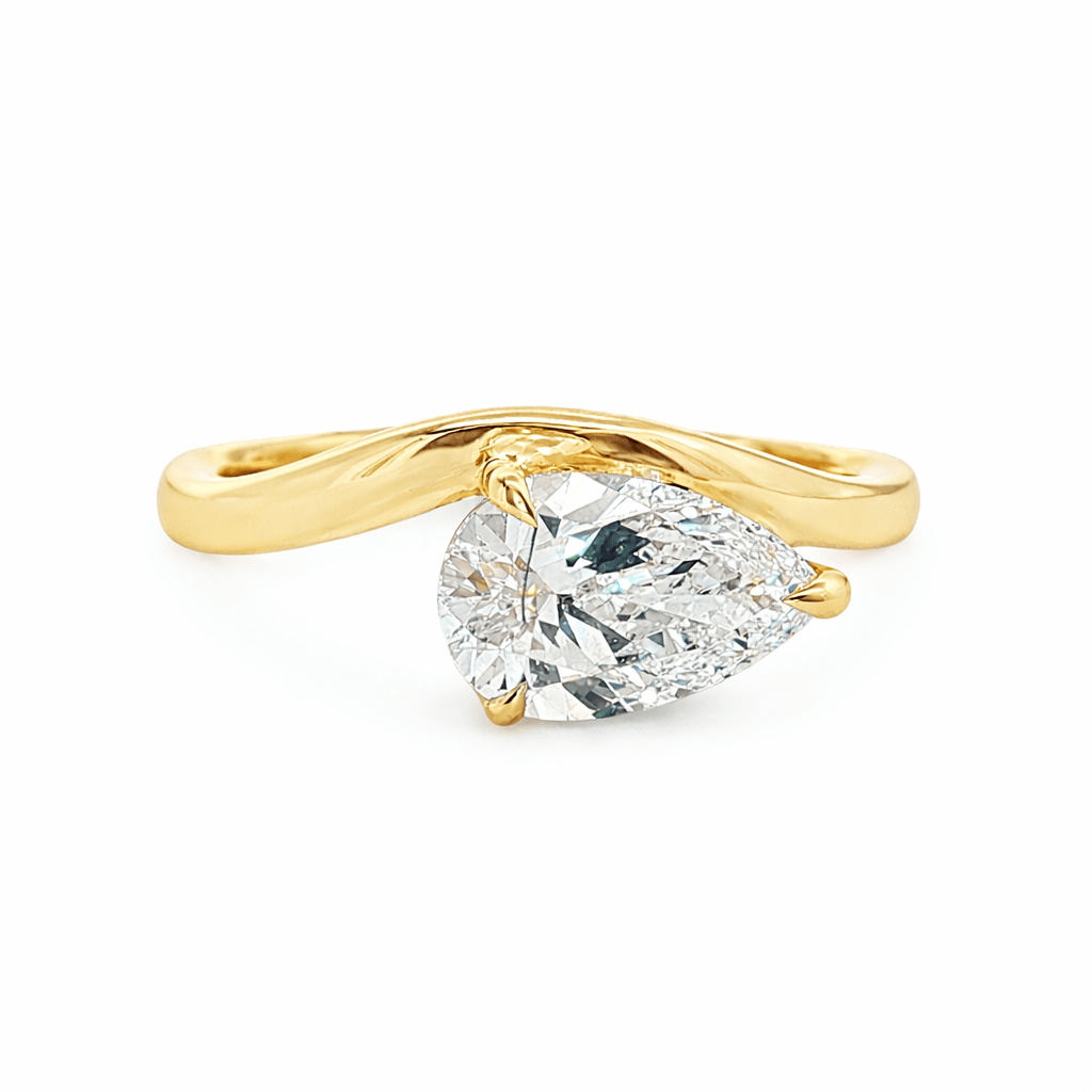 9ct Yellow Gold East-West Pear Cut Lab Grown Diamond Ring – 1.54ct TDW - Diamond Lab Boutique