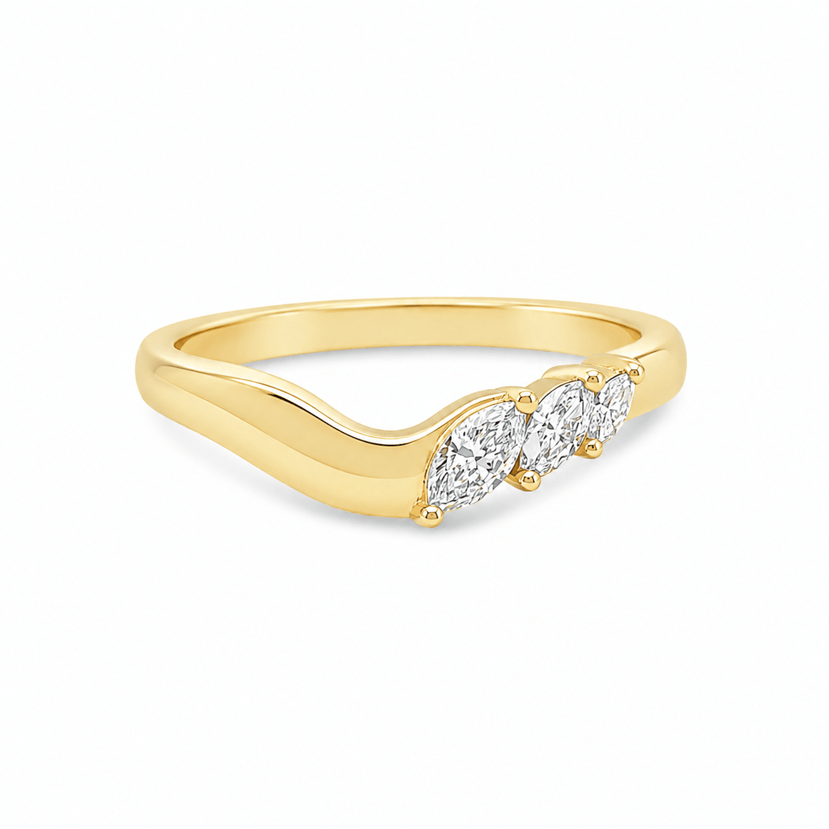 9ct Yellow Gold Marquise Cut Lab Grown Diamond Curved Band – 0.20ct TDW - Diamond Lab Boutique