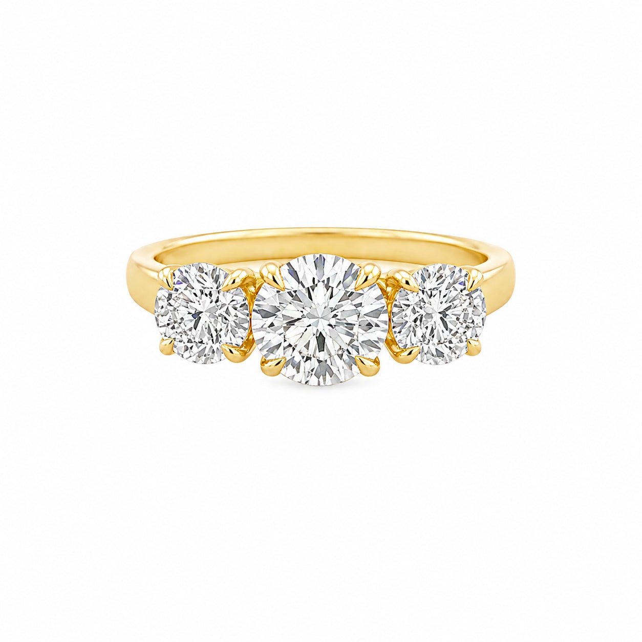9ct Yellow Gold Round Trilogy Lab Grown Diamond Ring – TDW 1.53ct - Diamond Lab Boutique