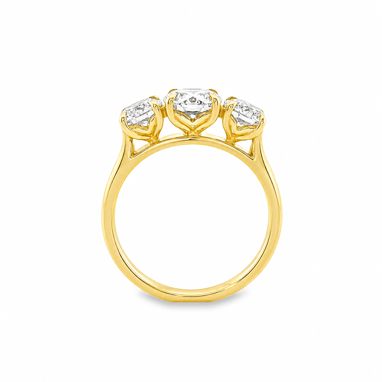 9ct Yellow Gold Round Trilogy Lab Grown Diamond Ring – TDW 1.53ct - Diamond Lab Boutique