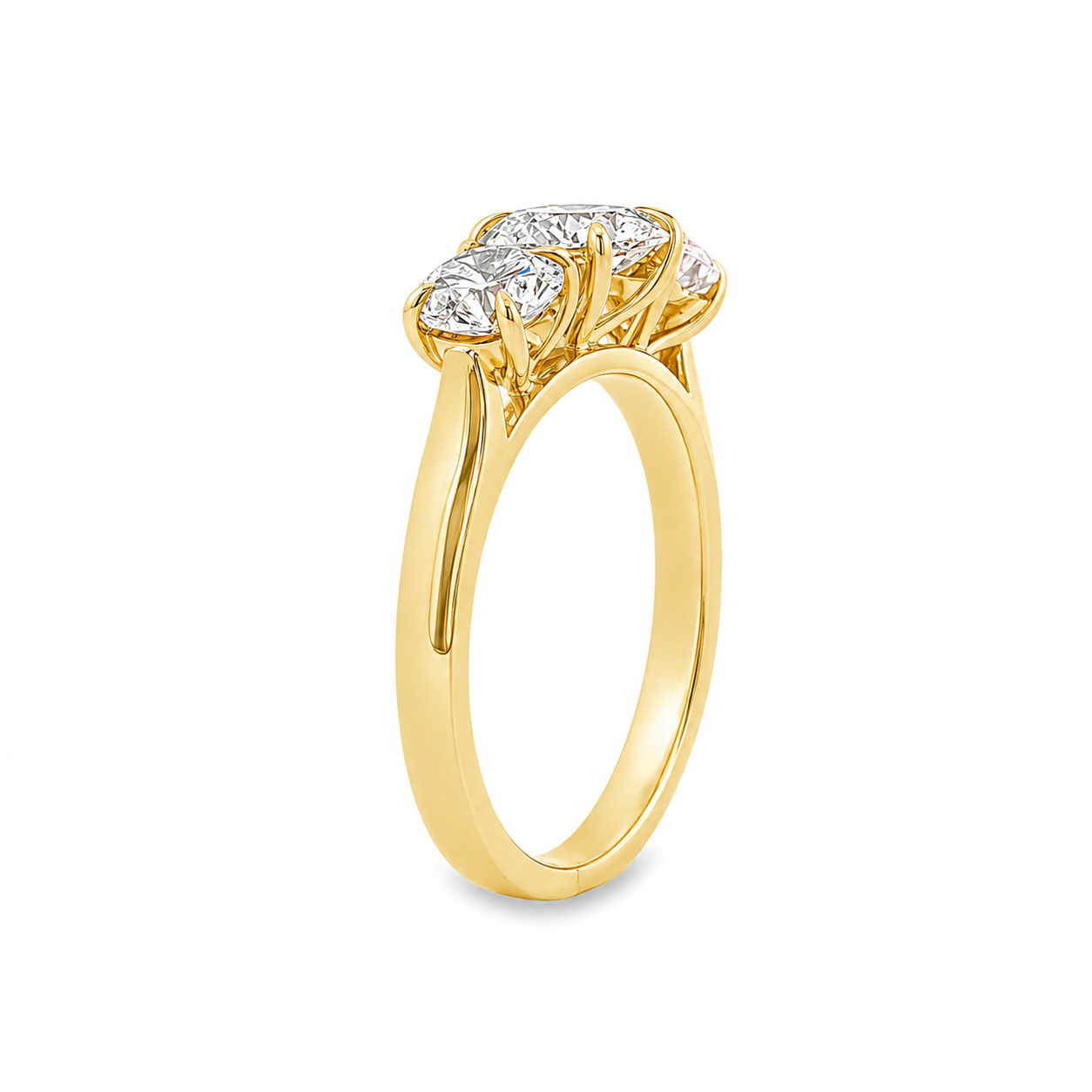 9ct Yellow Gold Round Trilogy Lab Grown Diamond Ring – TDW 1.53ct