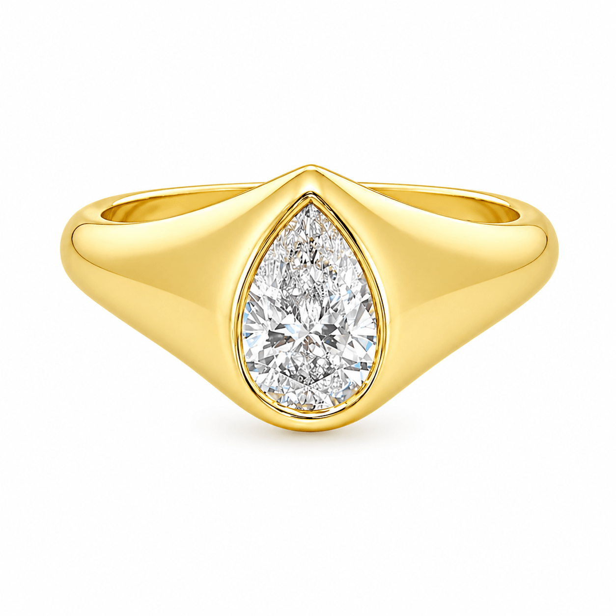 9ct Yellow Gold Bezel Set Pear Cut Lab Grown Diamond Ring – 1.00ct TDW - Diamond Lab Boutique
