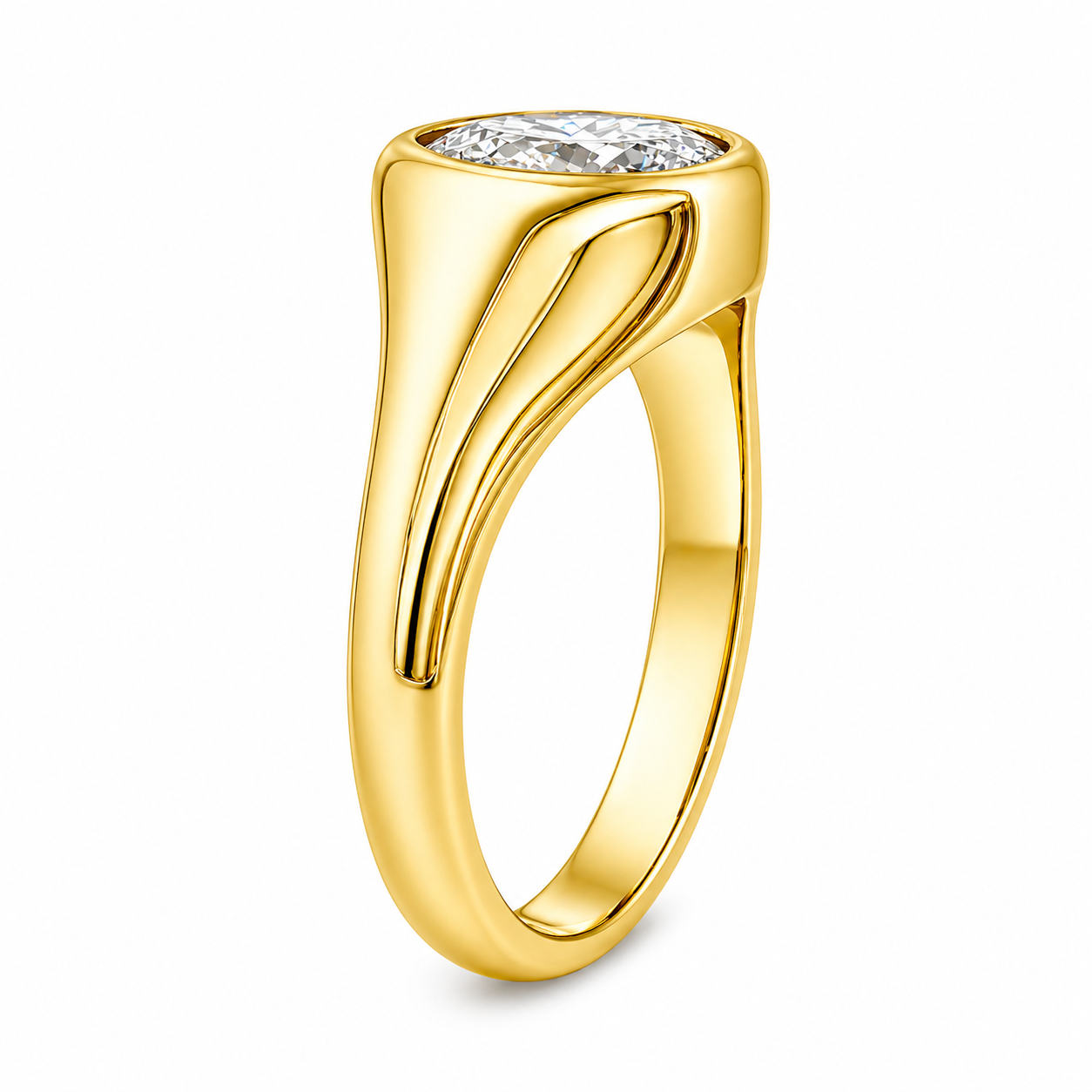 9ct Yellow Gold Bezel Set Pear Cut Lab Grown Diamond Ring – 1.00ct TDW