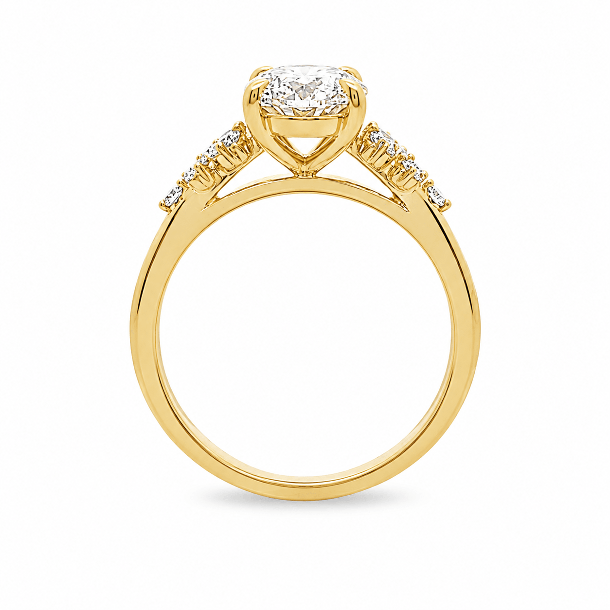 9ct Yellow Gold Oval Lab Grown Diamond Ring with Cluster Shoulders – 2.30ct TDW - Diamond Lab Boutique