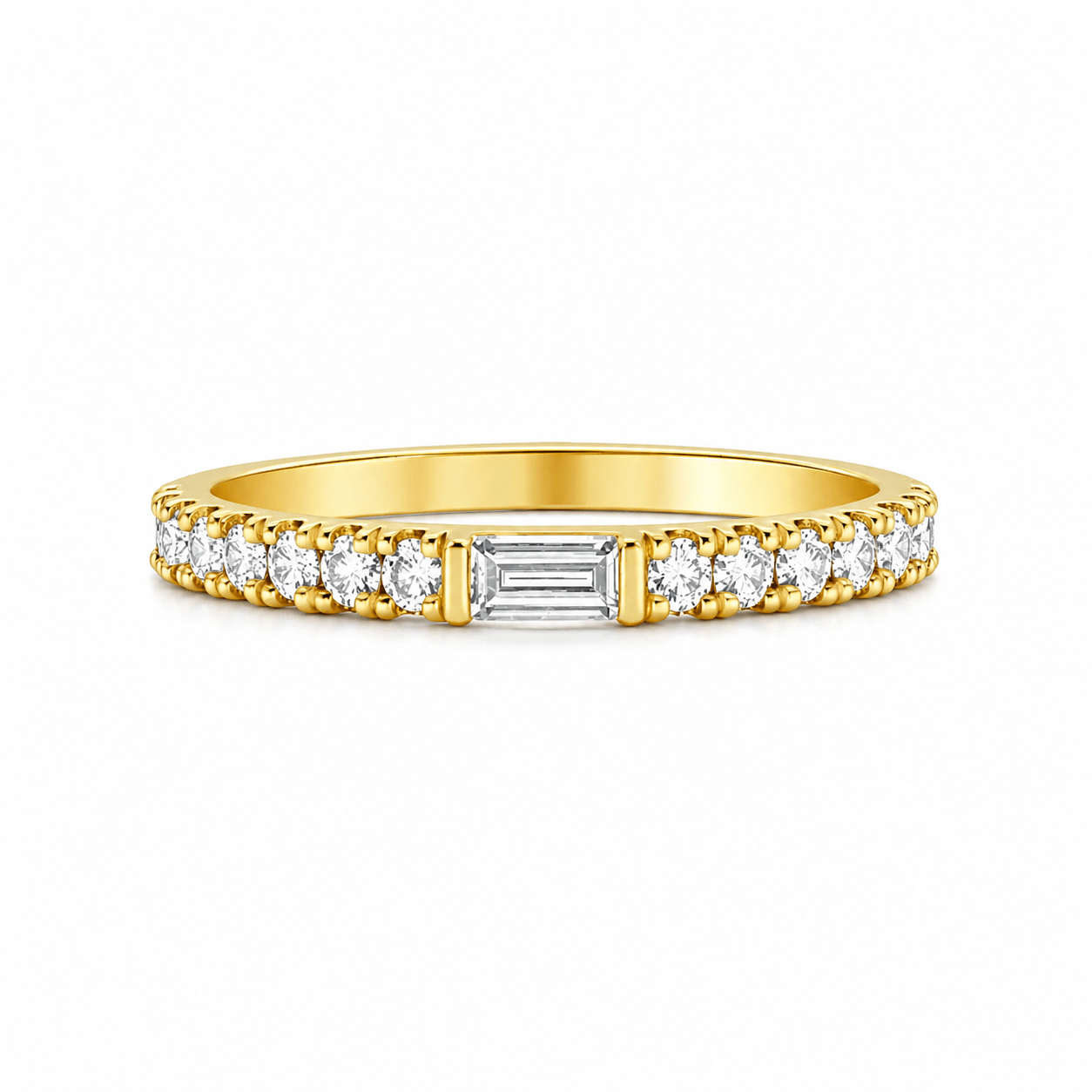 9ct Yellow Gold Baguette & Round Lab Grown Diamond Band – 0.75ct TDW - Diamond Lab Boutique