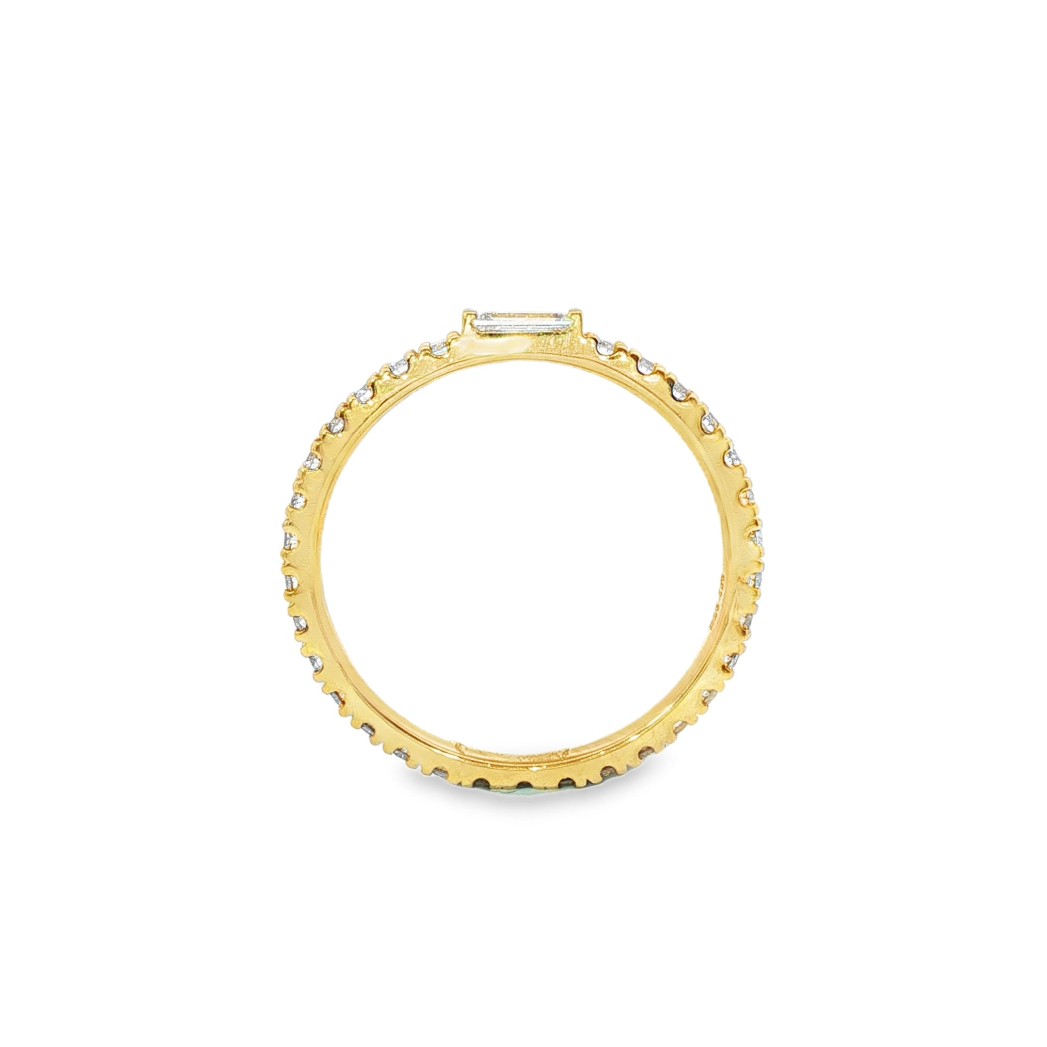 0.75ct Lab-Grown Diamond Band in 9ct Yellow Gold, Baguette & Round Cut, 0.11ct Baguette Centre, 31 Stones, F+ VS+
