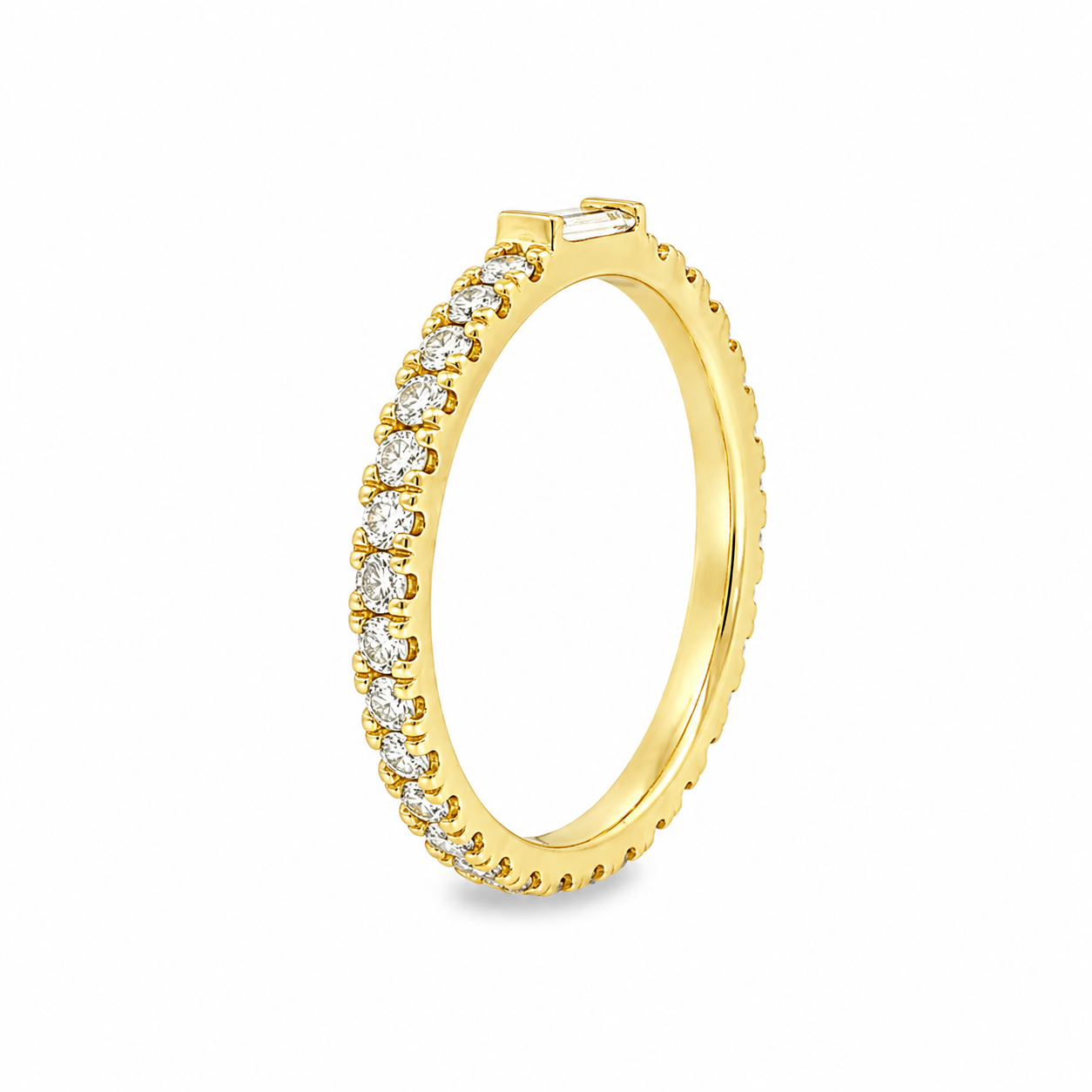 9ct Yellow Gold Baguette & Round Lab Grown Diamond Band – 0.75ct TDW
