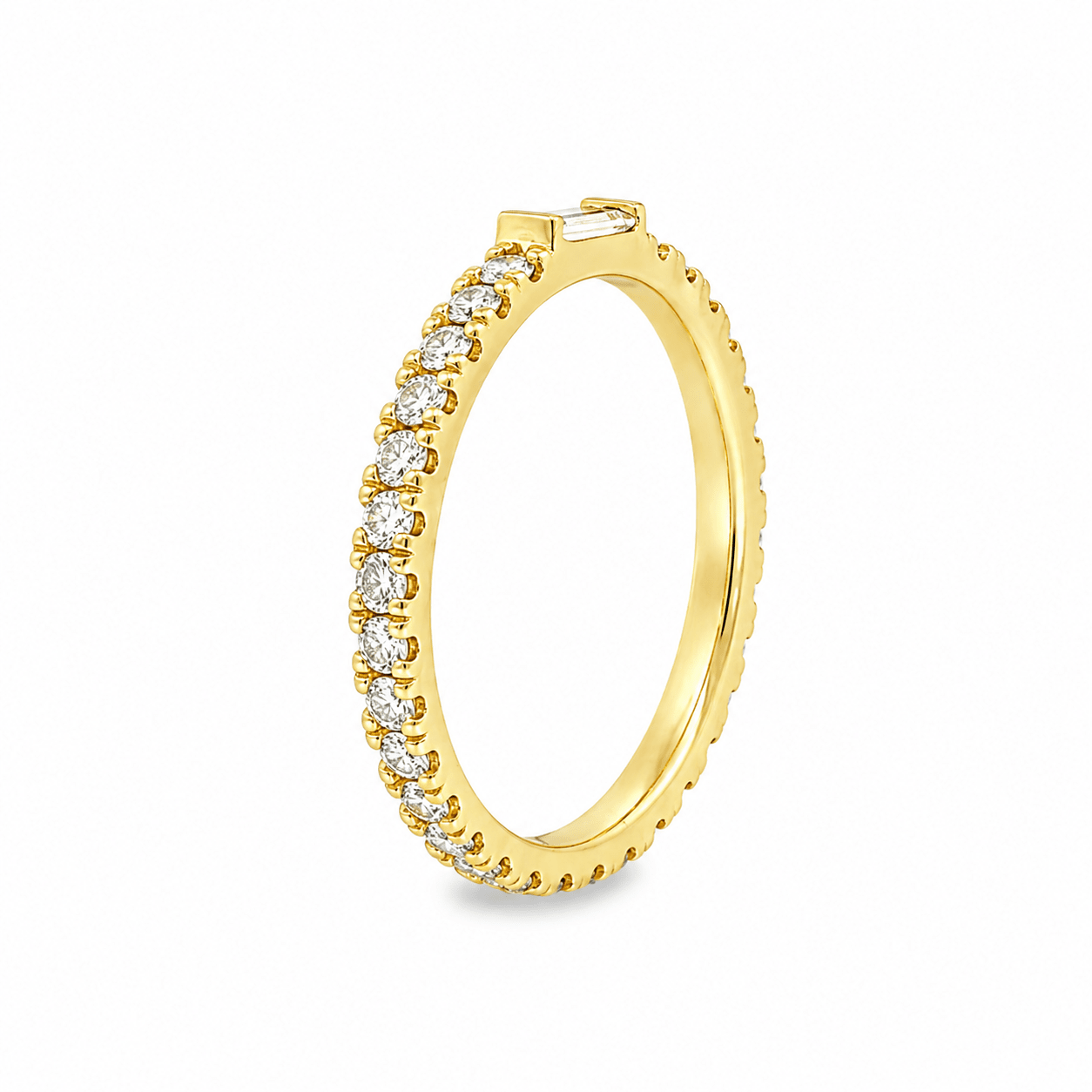 9ct Yellow Gold Baguette & Round Lab Grown Diamond Band – 0.75ct TDW - Diamond Lab Boutique