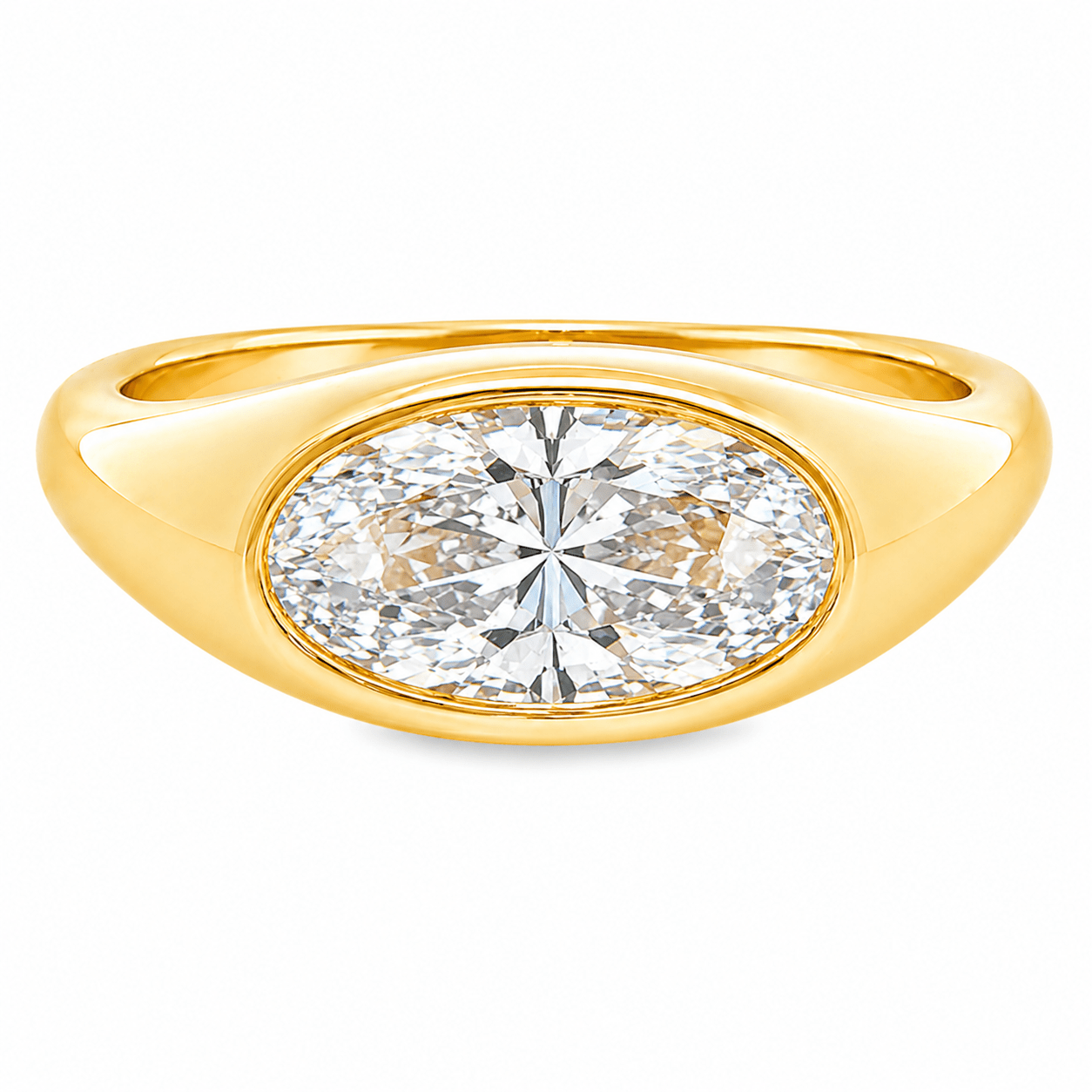 9ct Yellow Gold Bezel Set Moval Lab Grown Diamond Ring – 2.07ct TDW - Diamond Lab Boutique