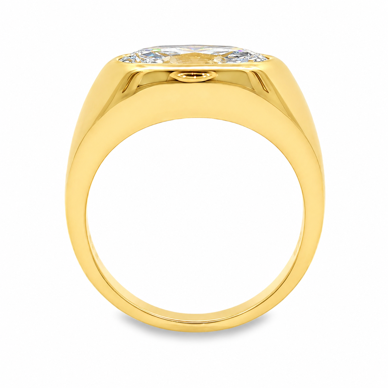 9ct Yellow Gold Bezel Set Moval Lab Grown Diamond Ring – 2.07ct TDW