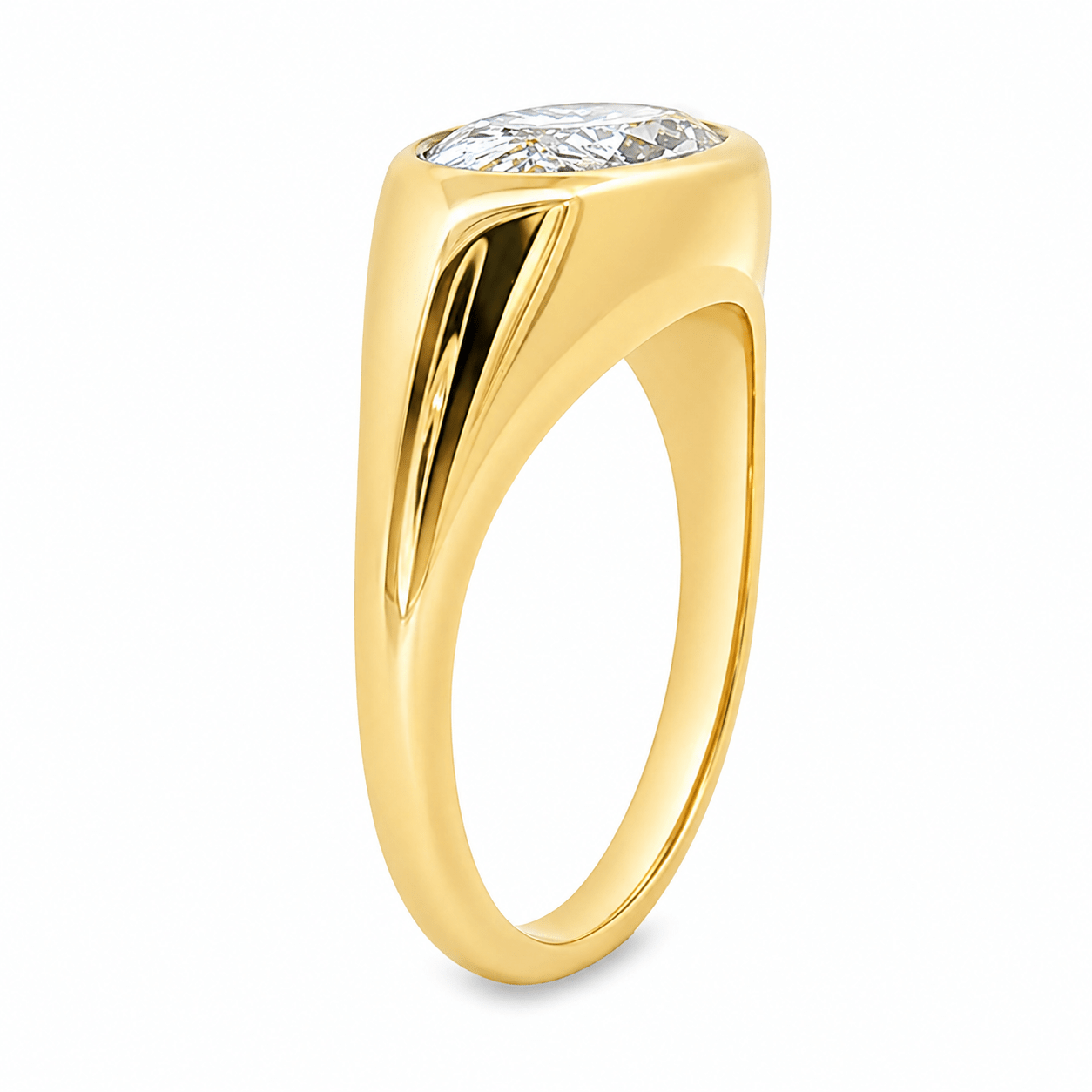 9ct Yellow Gold Bezel Set Moval Lab Grown Diamond Ring – 2.07ct TDW - Diamond Lab Boutique