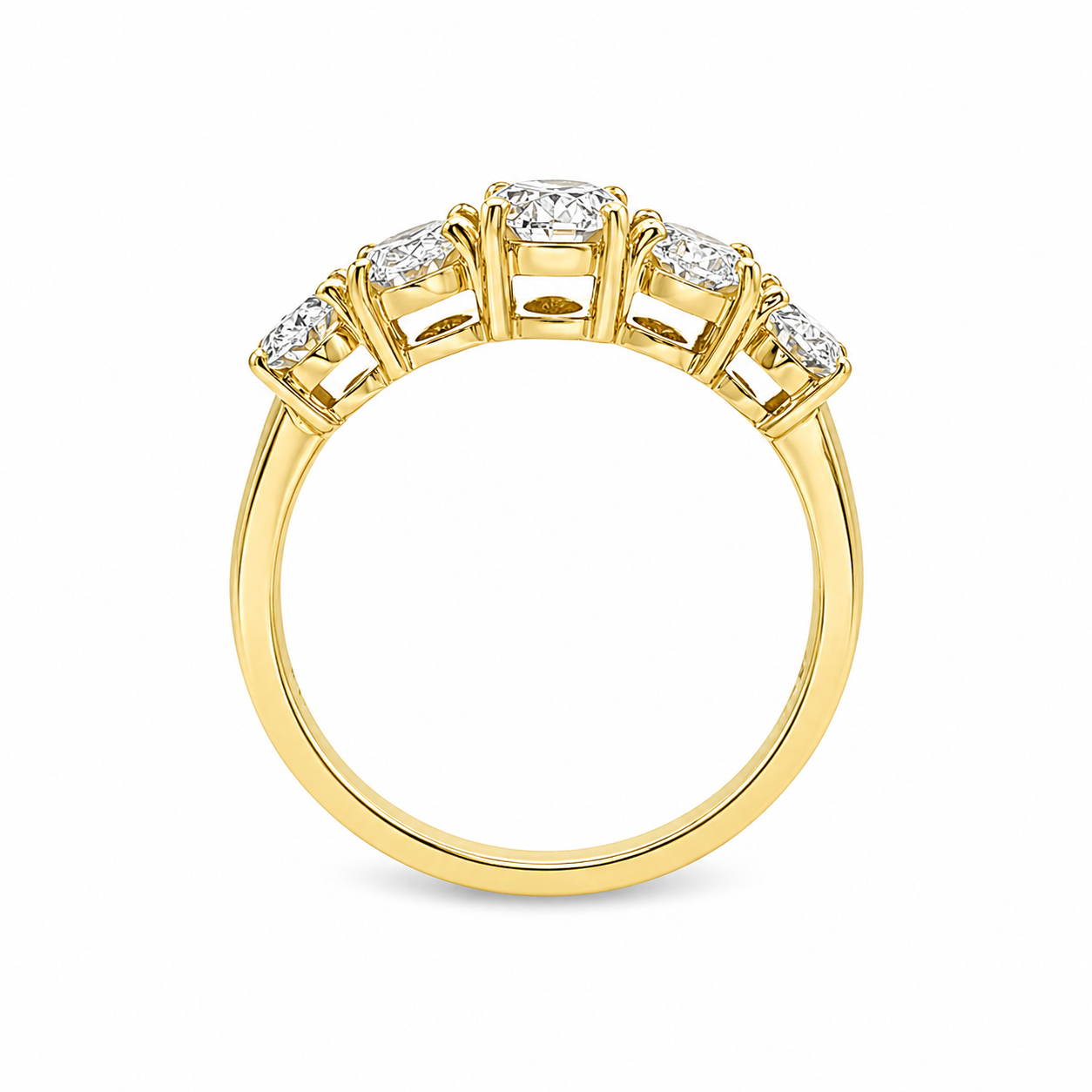 9ct Yellow Gold Oval Lab Grown Diamond 5-Stone Ring – 2.15ct TDW