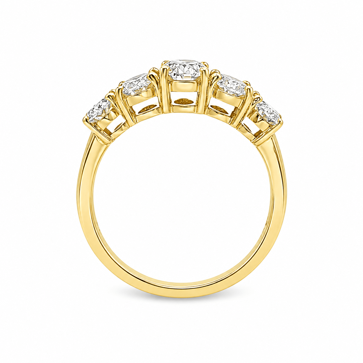 9ct Yellow Gold Oval Lab Grown Diamond 5-Stone Ring – 2.15ct TDW - Diamond Lab Boutique