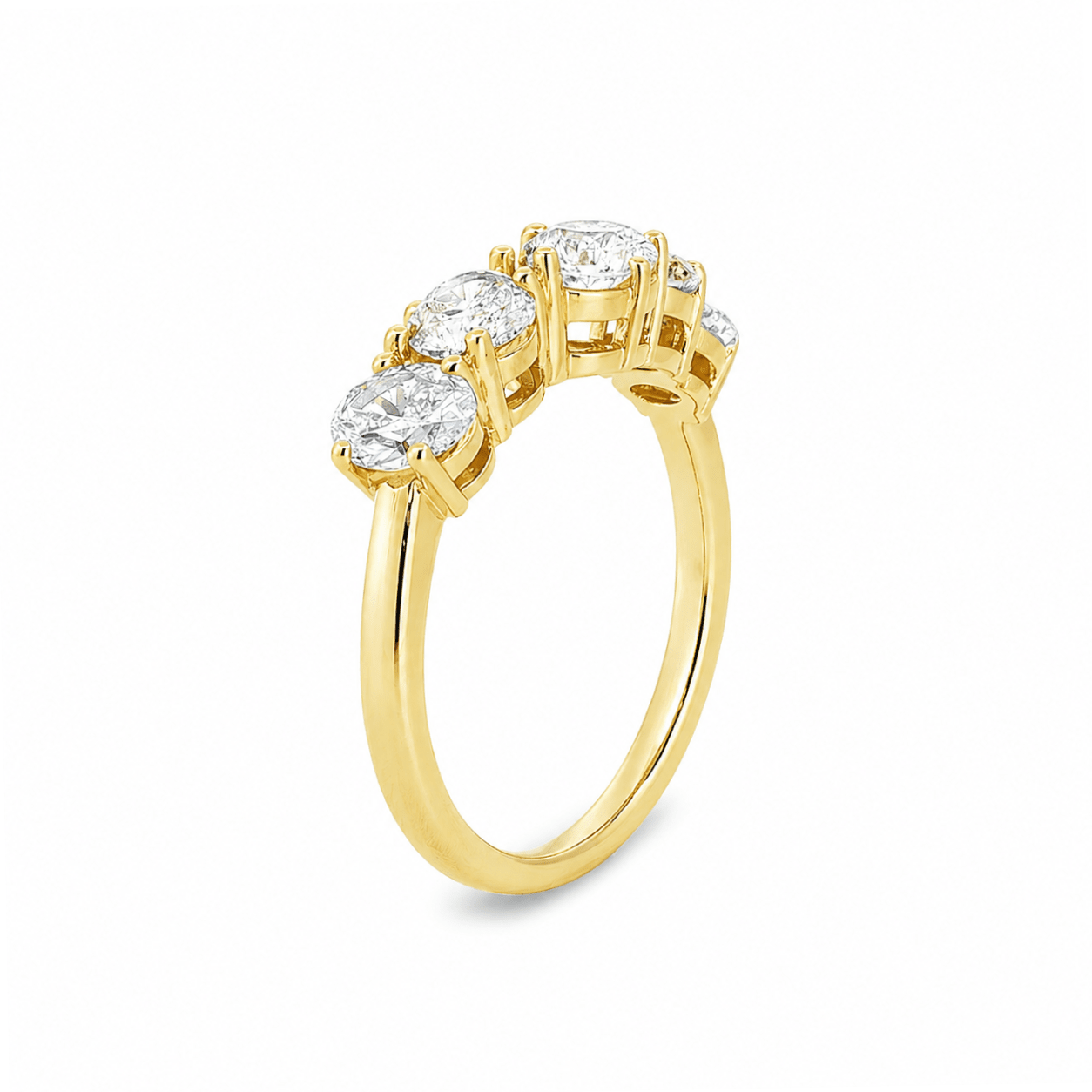 9ct Yellow Gold Oval Lab Grown Diamond 5-Stone Ring – 2.15ct TDW - Diamond Lab Boutique